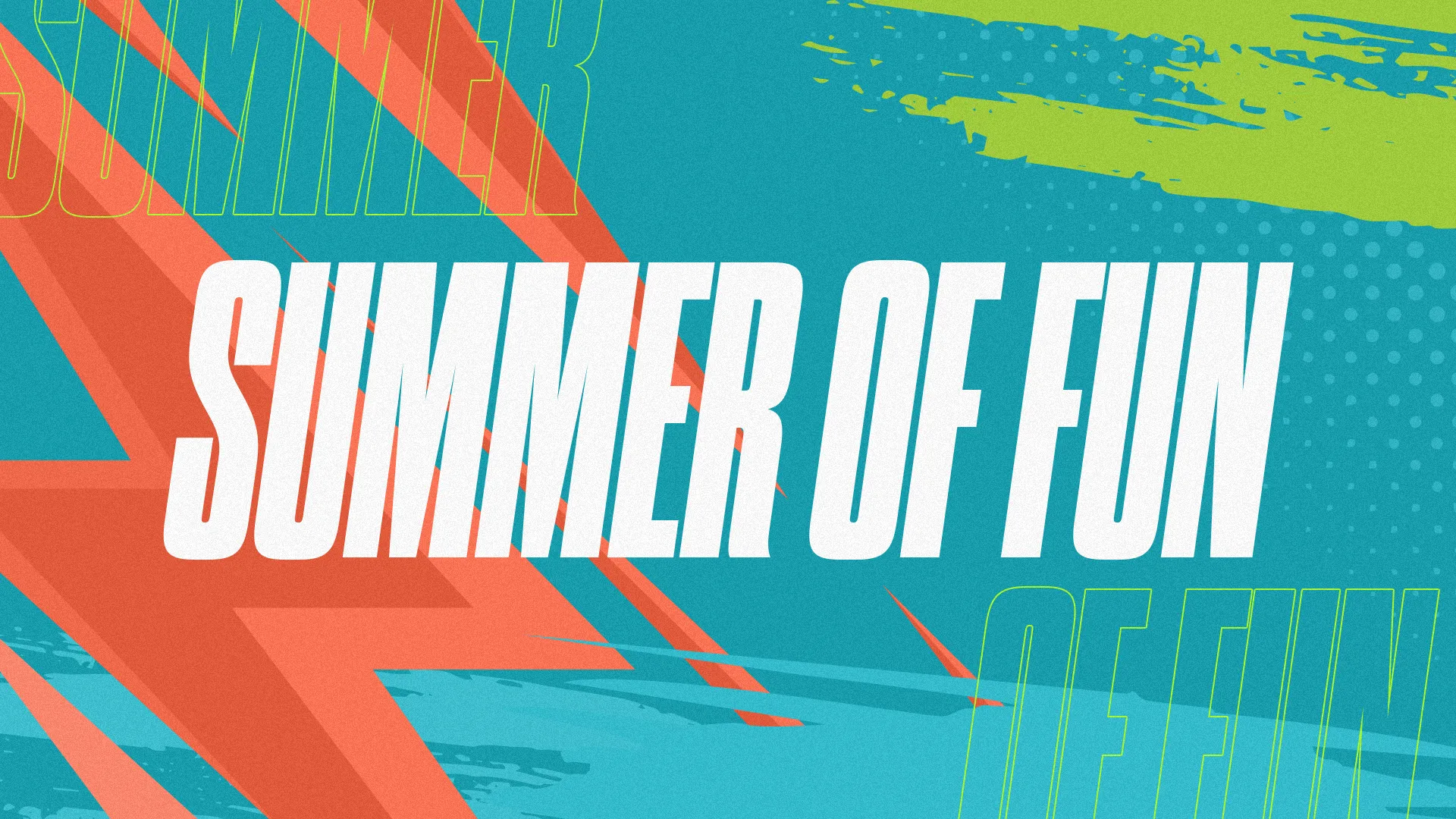This "Summer of Fun" template features a bold and dynamic design, perfect for promoting vibrant summer activities and events. The energetic typography and colorful background create an exciting and engaging atmosphere, ideal for attracting youth and families.