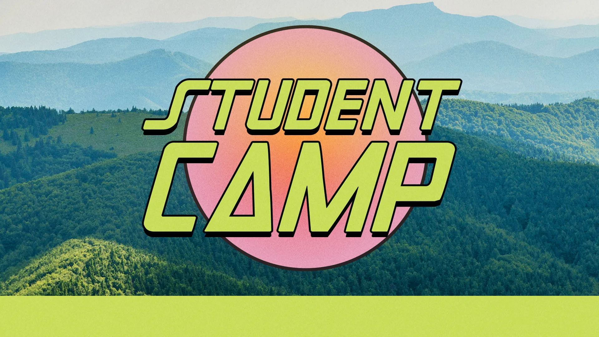 This "Student Camp" template features a vibrant and energetic design, perfect for promoting youth camp events. The colorful background and bold typography create a fun and adventurous atmosphere, ideal for engaging young students.