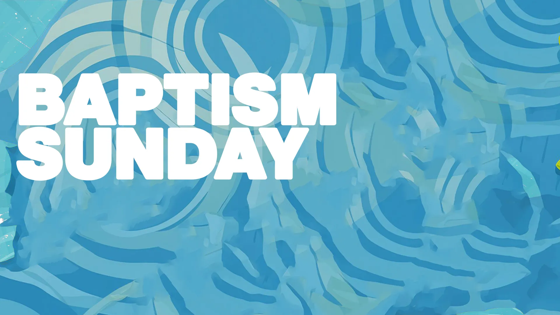 Celebrate the special day of baptisms with this vibrant "Baptism Sunday" graphic, perfect for emphasizing the significance of this important church event.