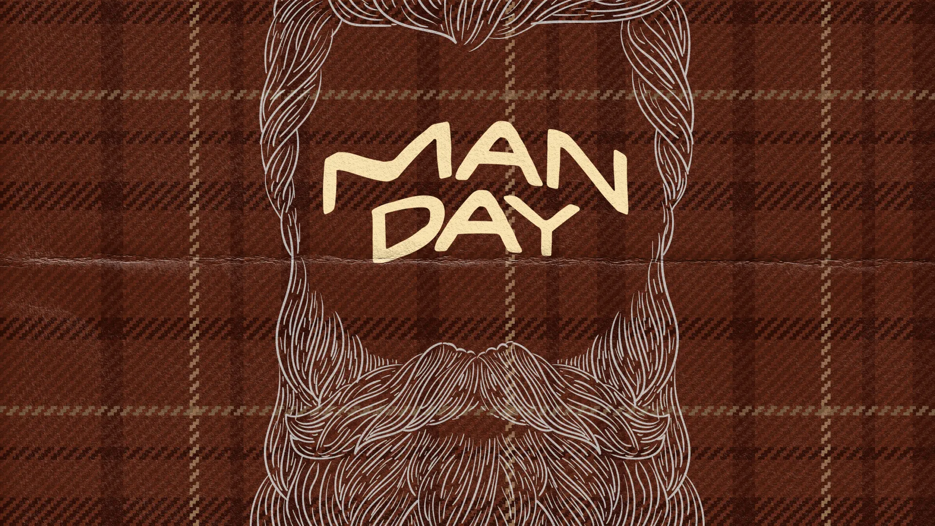 This "Man Day" template features a rustic and charming design, perfect for promoting men's ministry events. The use of a plaid background and illustrated beard adds a playful, yet rugged touch, making it ideal for a laid-back, fellowship-oriented gathering.
