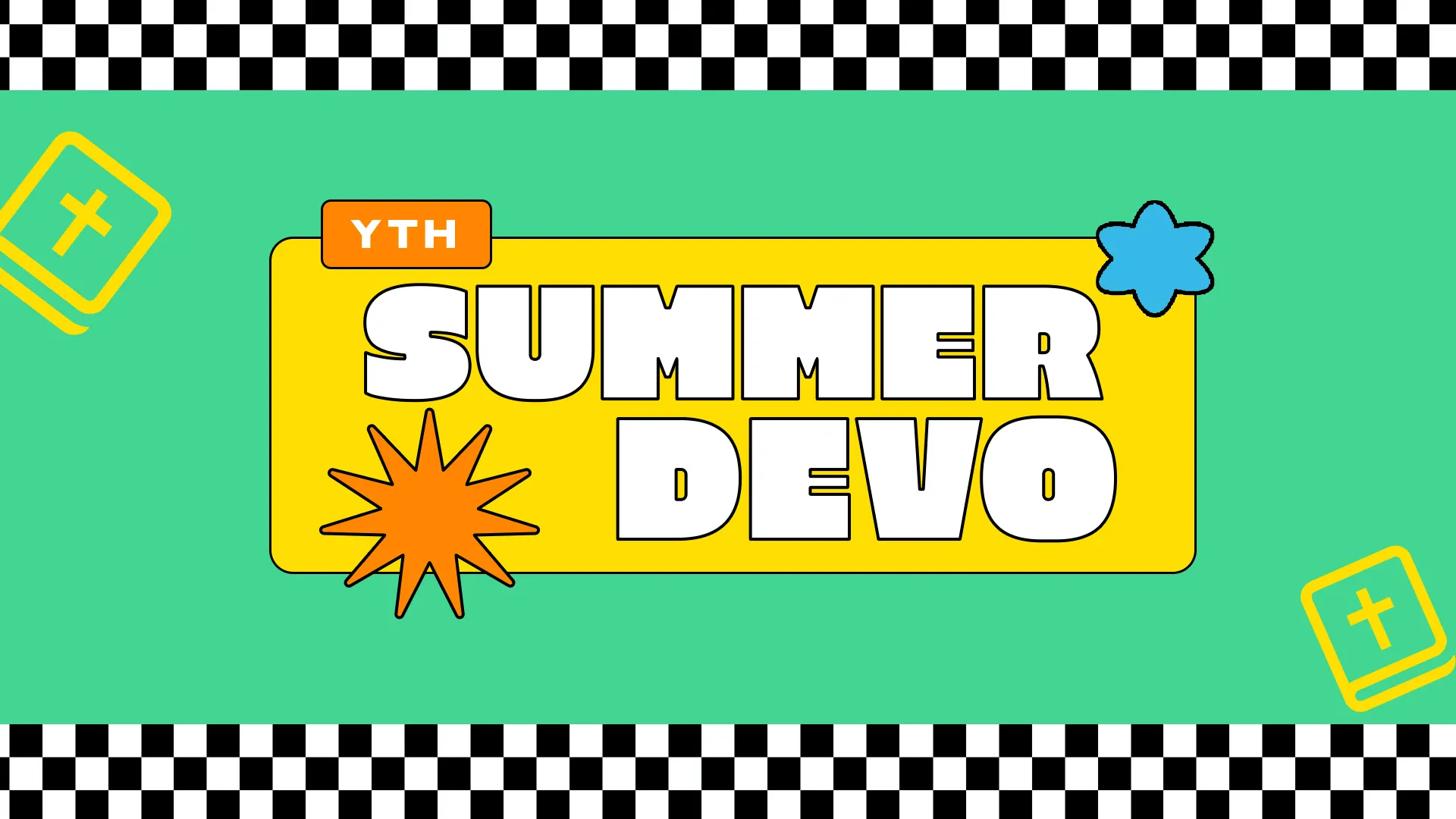Encourage your youth to engage with their faith this summer with this lively "YTH Summer Devo" graphic. Featuring vibrant colors and fun illustrations, it's perfect for promoting youth devotionals and making Bible study appealing.