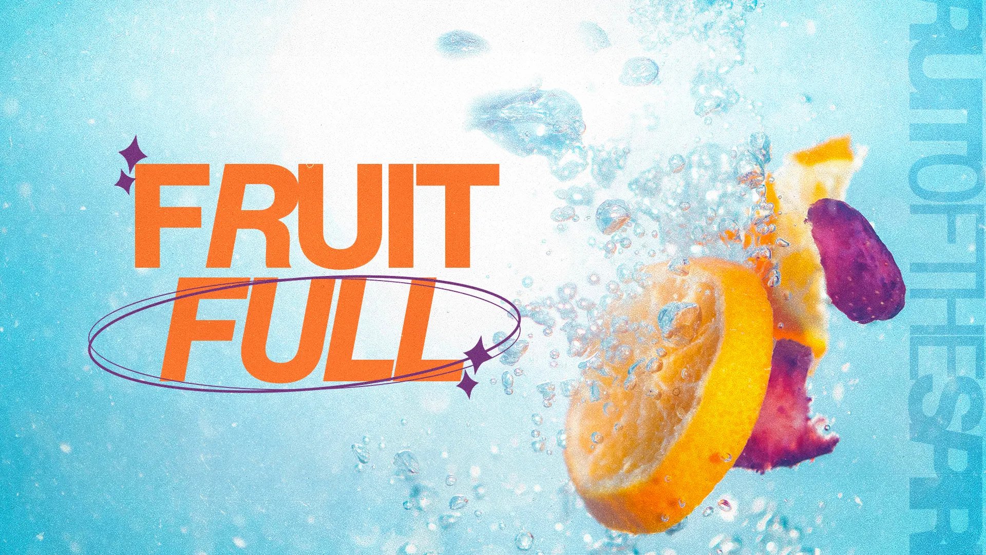 The "Fruit Full" church media template is a refreshing and vibrant design, perfect for sermons and events focusing on the fruits of the Spirit. The dynamic imagery of fruits in water adds a lively and engaging touch, capturing attention and conveying a sense of growth and abundance.