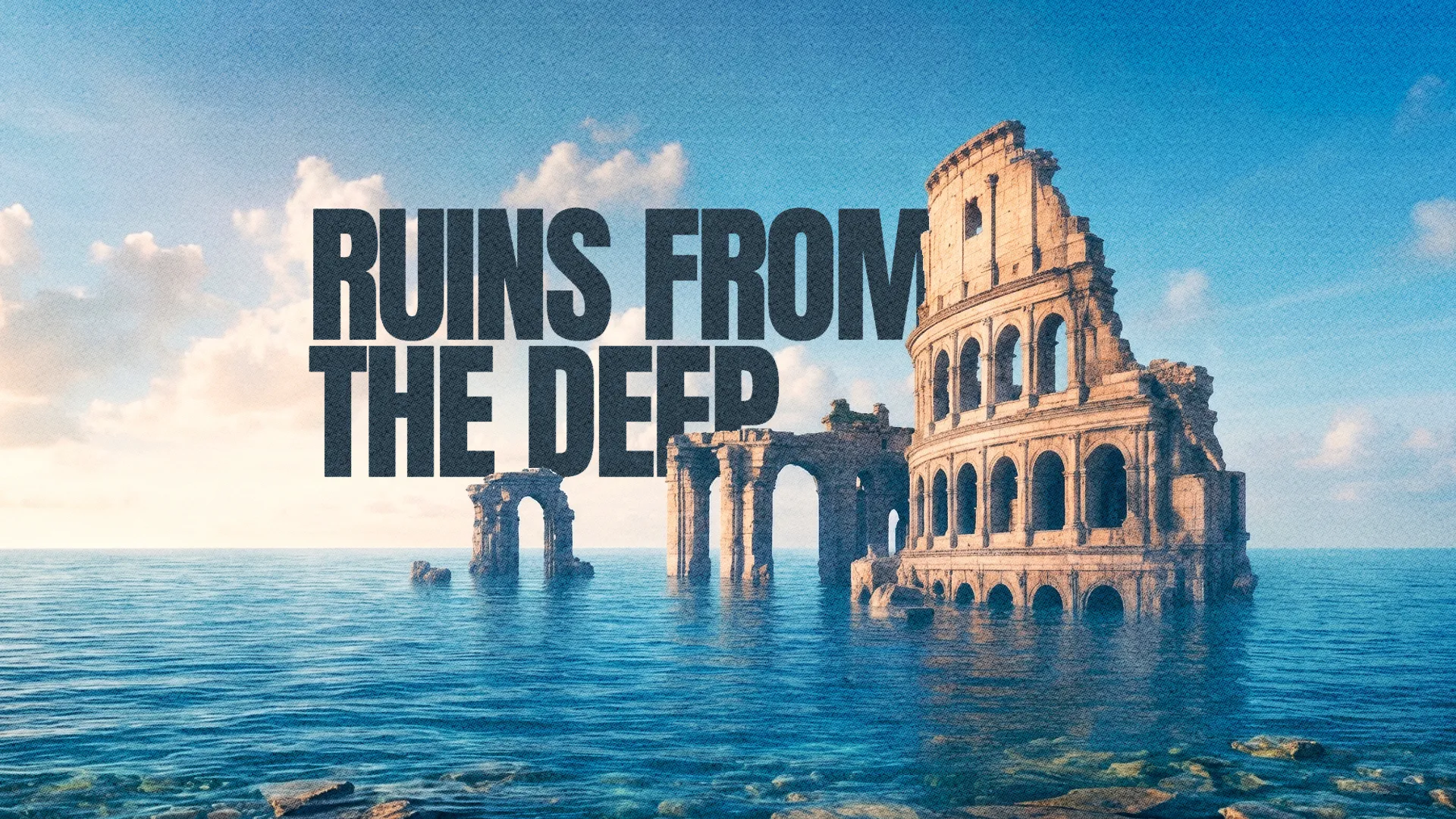 Ancient ruins rise from tranquil waters, symbolizing faith and resilience amidst the depths of history.