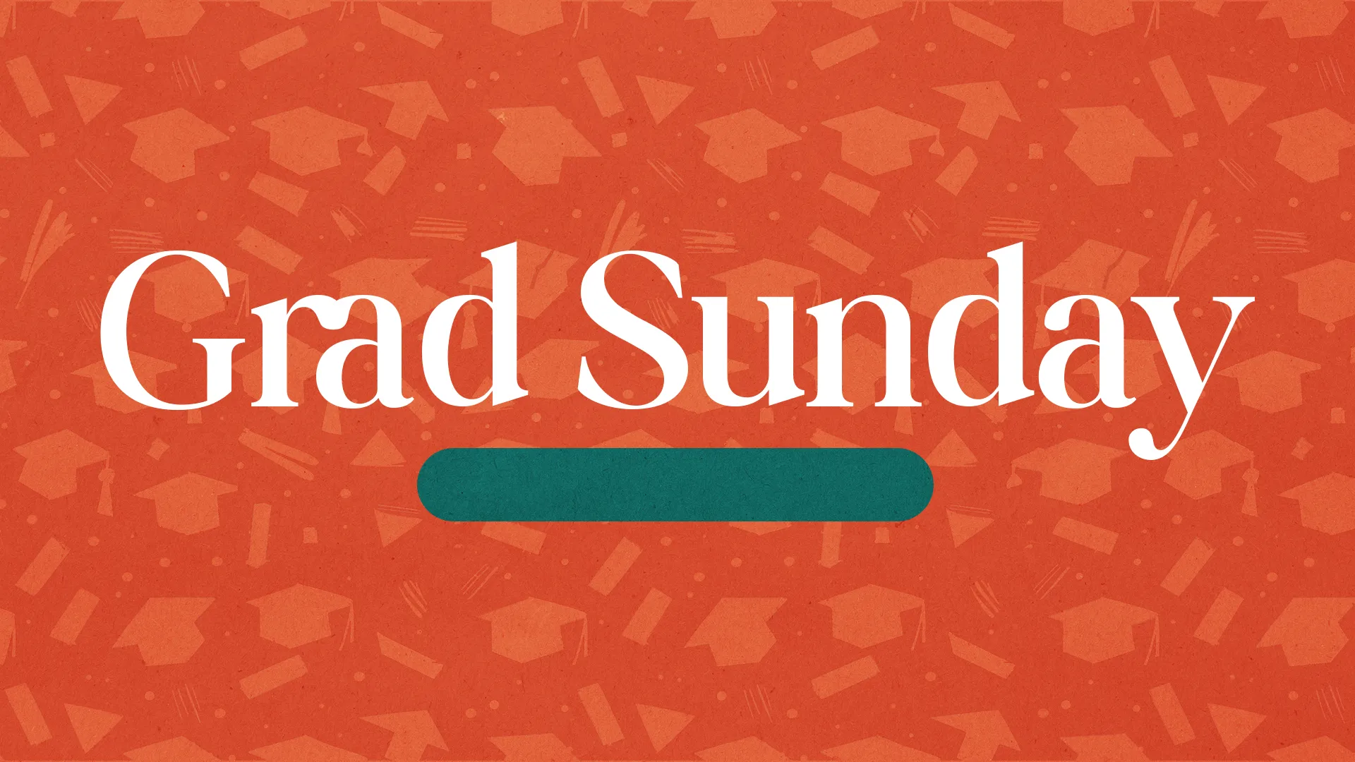 Celebrate your church's graduates with this stylish and modern "Grad Sunday" graphic. Featuring a playful background of graduation caps and a clean, bold font, it's perfect for honoring this significant milestone in a visually appealing way.
