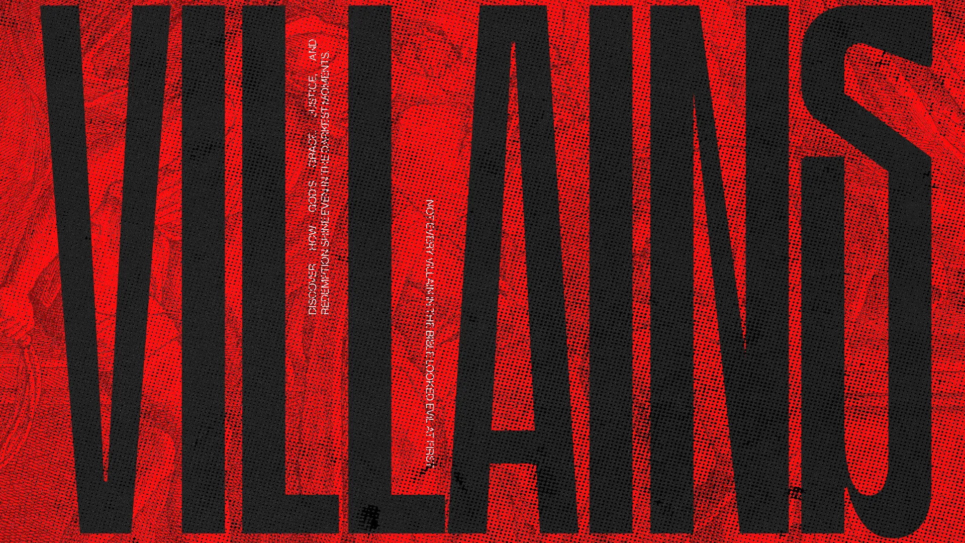 Exploring redemption and justice through biblical themes of good and evil, set against a striking red background.