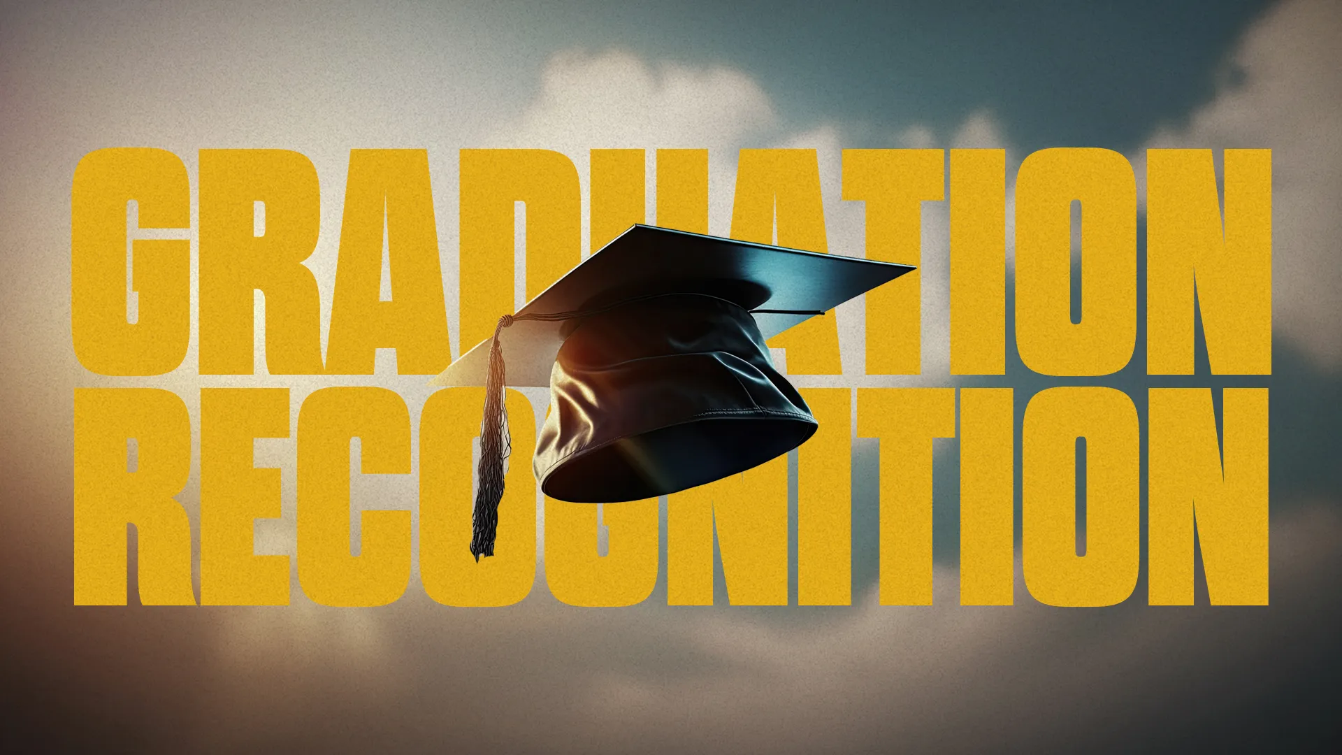 Make your church's graduation recognition service memorable with this visually striking graphic. Its dramatic backdrop and bold yellow text spotlight the significance of this milestone, perfect for event promotion and celebratory posts.