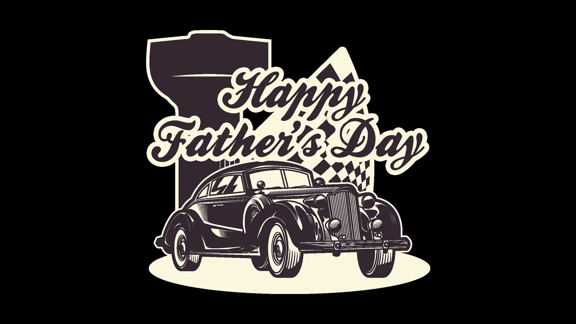 This Father's Day graphic captures a vintage vibe with its classic car illustration, ideal for themed church events or nostalgic celebrations honoring dads who love the grace of old-fashioned charm.
