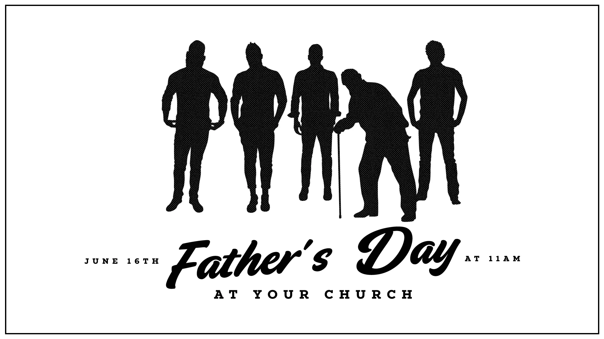 Showcase the diverse roles and stages of fatherhood with this graphic for Father's Day at your church. The silhouettes represent men at different phases of life, making it a meaningful visual for your congregation.