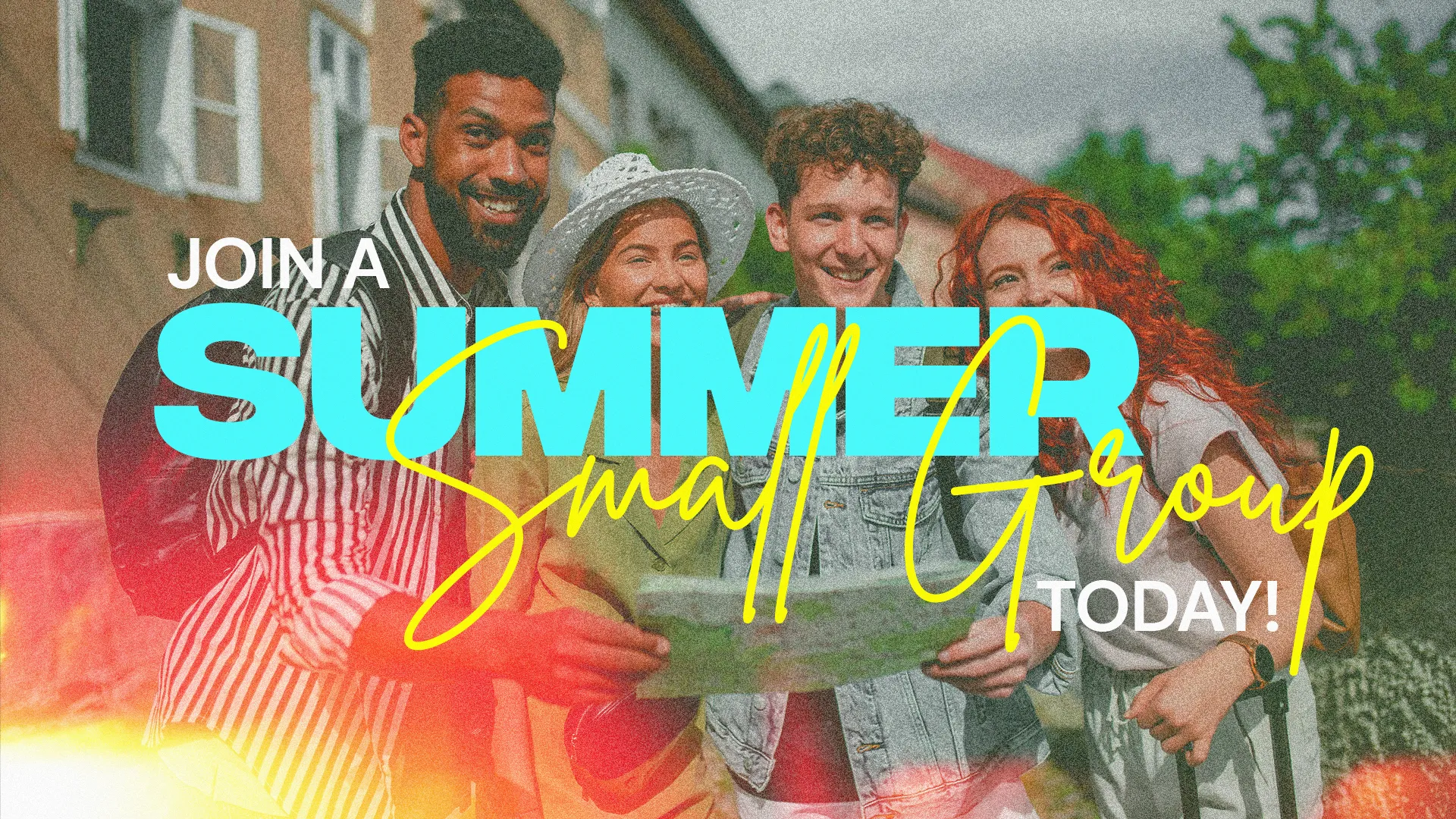 Promote community and connection with this vibrant Summer Small Group graphic, perfectly designed to encourage involvement and foster relationships among your church members during the sunny season.