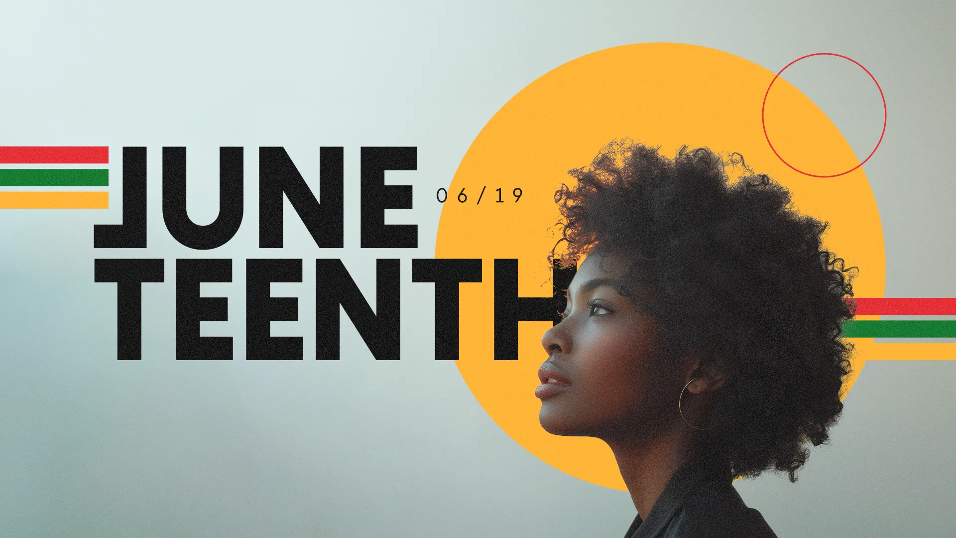 This 'Juneteenth' graphic is powerfully symbolic, featuring a profile against a bold sunset motif. It's an effective visual for church events commemorating Juneteenth, emphasizing freedom and reflection.