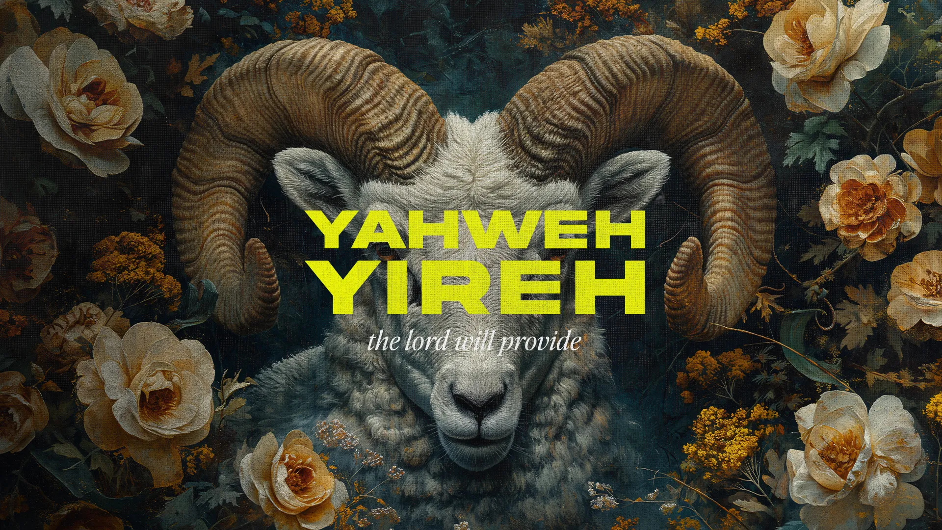 Enhance your worship environment with the 'Yahweh Yireh' church graphic, beautifully illustrating God's provision and faithfulness. This rich, artistic design is perfect for sermons on trust and God's enduring promises.