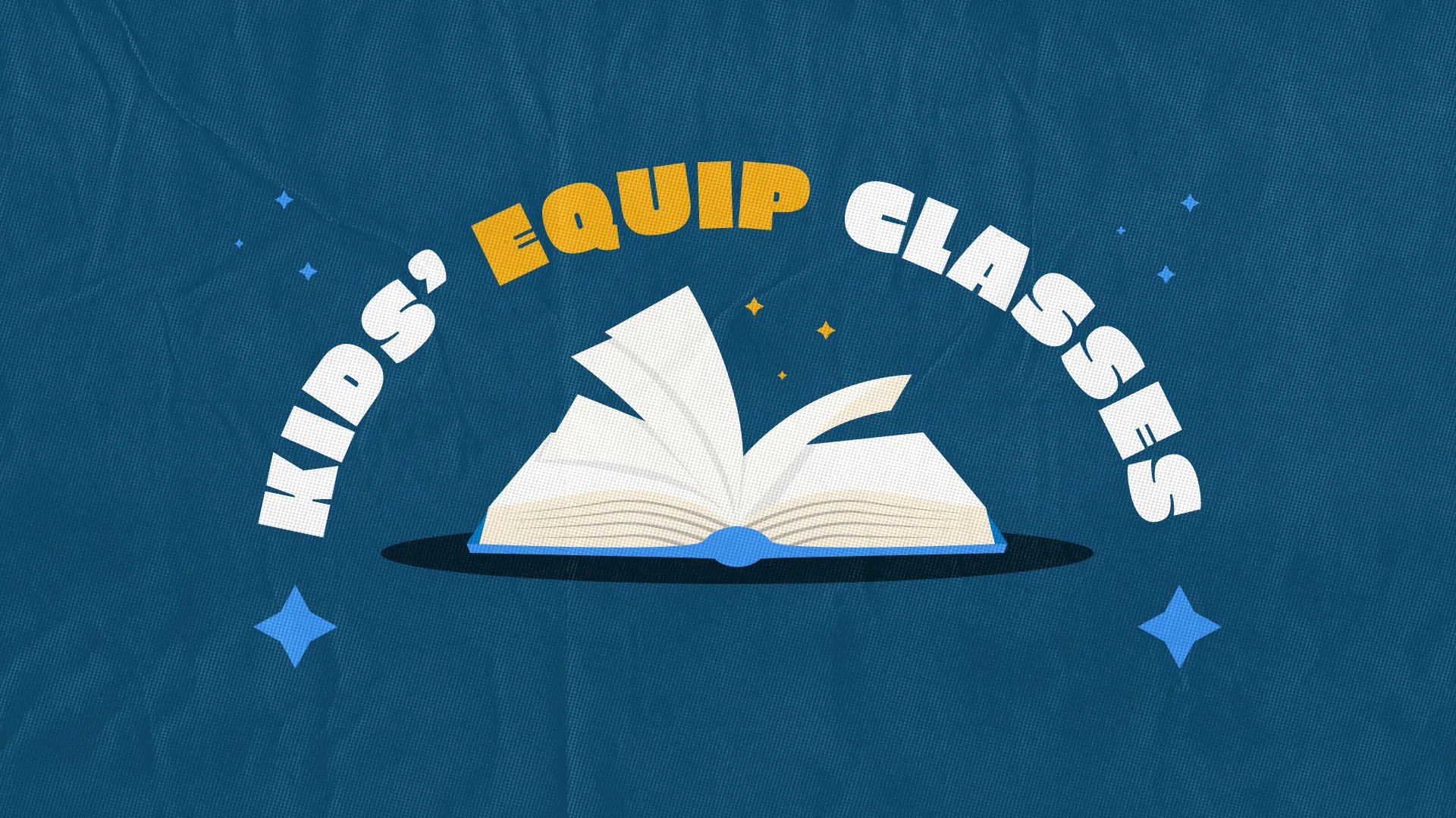 Spark curiosity and encourage learning with this vibrant 'Kids Equip Classes' graphic, perfectly tailored for engaging young minds in church settings. The playful design is ideal for promoting Sunday school or educational programs.