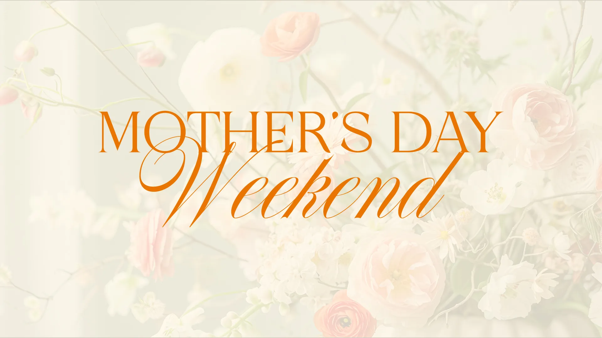 This 'Mother's Day Weekend' graphic is delicately designed with soft floral elements, making it a perfect choice for church media during this special celebration. It warmly invites the congregation to honor and appreciate the invaluable role of mothers.