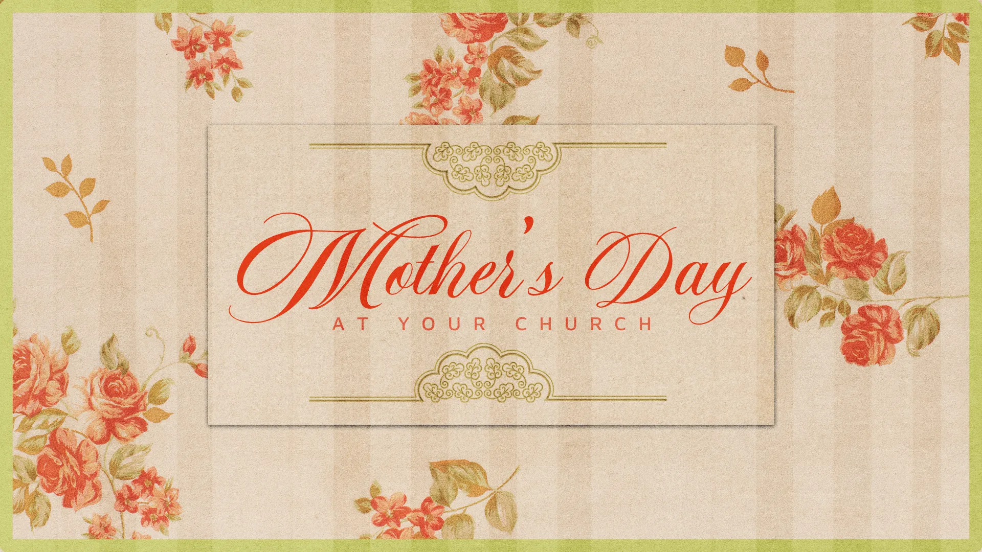 Cherish and honor the mothers in your congregation with this elegant 'Mother's Day at Your Church' graphic. It’s perfect for church media to celebrate the nurturing spirits and unconditional love of all moms.