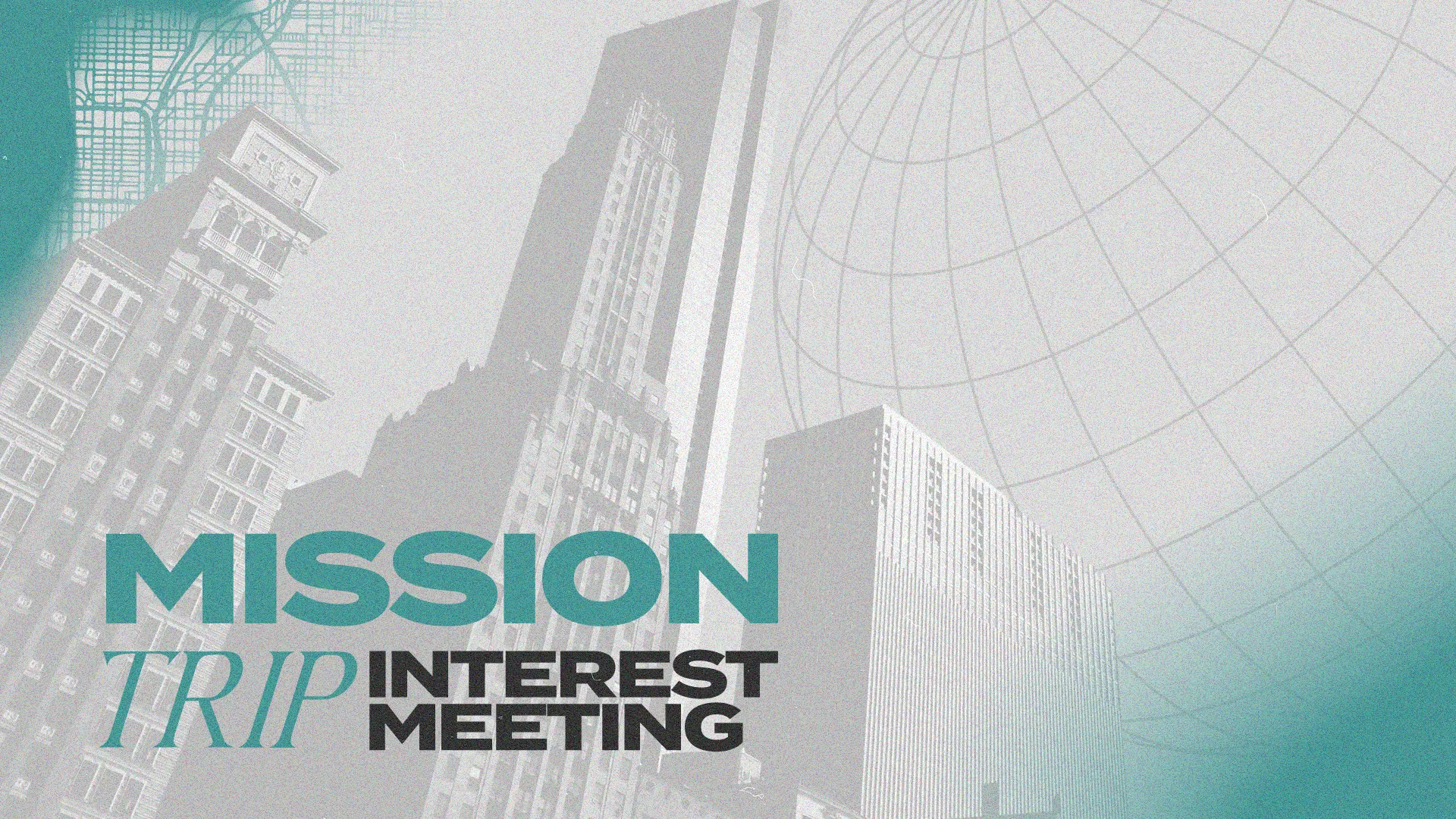 Inspire action and service with this 'Mission Trip Interest Meeting' graphic, perfectly designed to encourage participation in church-led mission initiatives. A great visual tool for church media to gather the community for impactful outreach work.