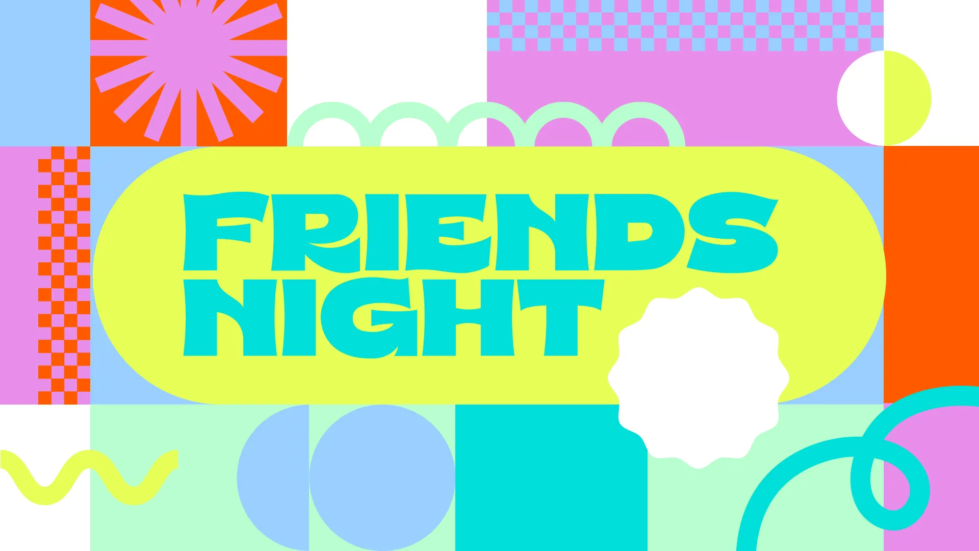 Bring your community together with this vibrant 'Friends Night' church graphic, designed to pop in any church media setting. It's perfect for promoting fellowship and fun within your youth ministry!