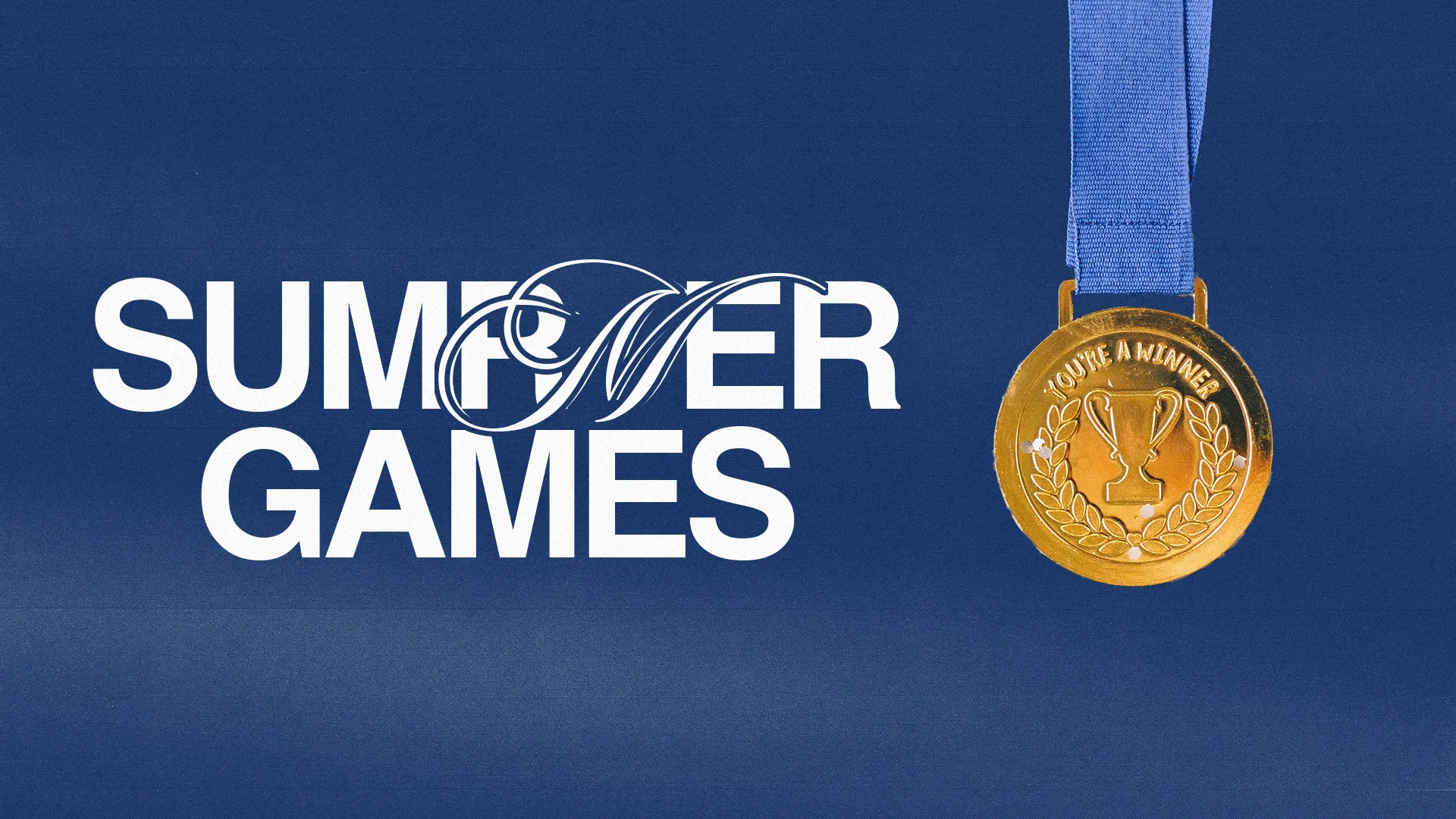 Get ready to compete and have fun at the 'Summer Games' with this spirited graphic. Featuring a winner's medal, it's a perfect invitation to ignite friendly competition and engage in community sports activities.