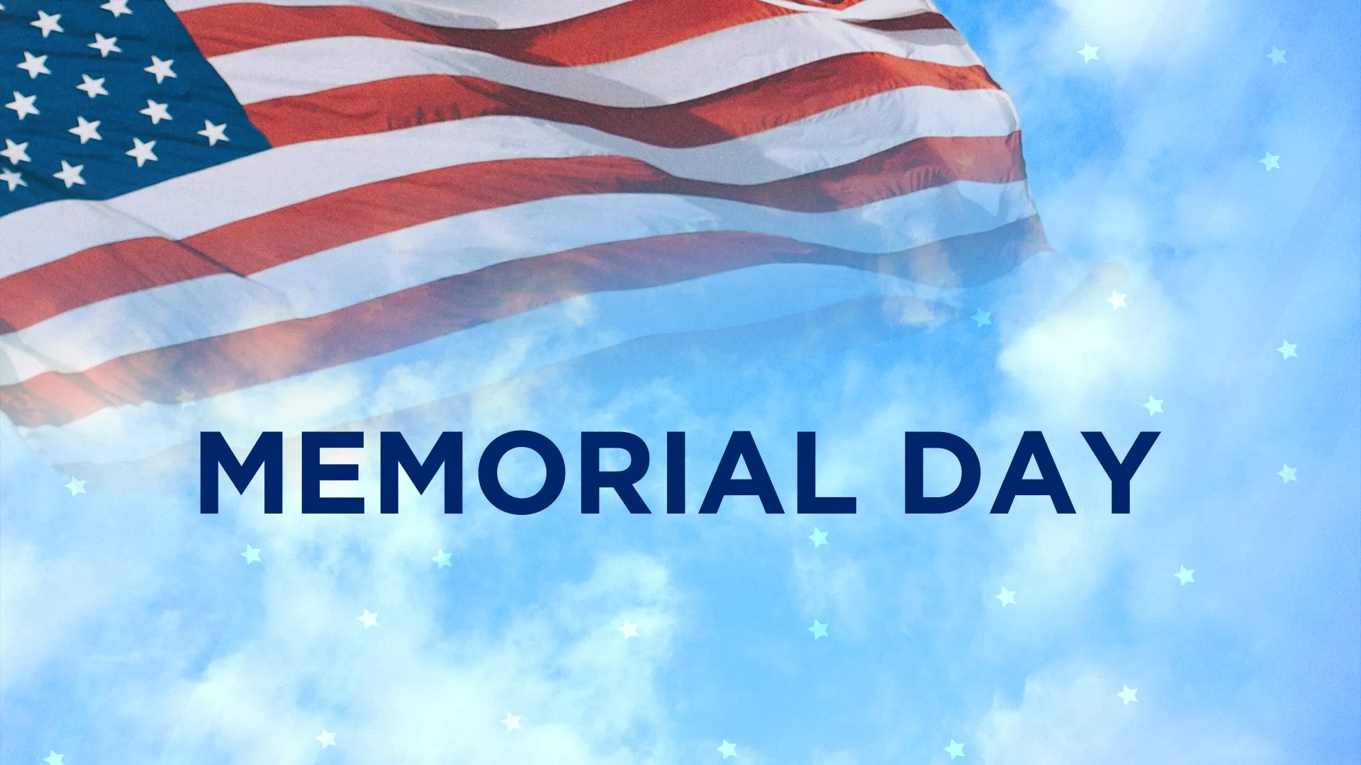 Commemorate Memorial Day with this dignified graphic, featuring the American flag billowing against a clear sky. It's a respectful nod to the courage and dedication of the armed forces, ideal for any church service or event paying tribute to those who have made the ultimate sacrifice for their country.