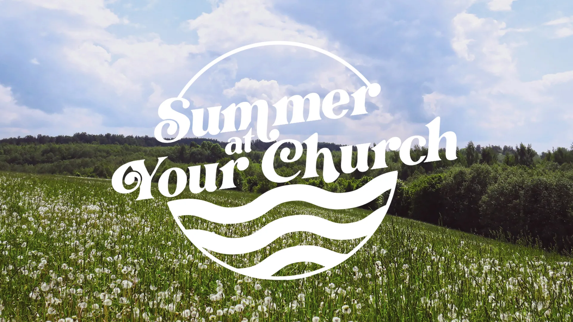Welcome warmth and fellowship with this 'Summer at Your Church' graphic, perfect for showcasing outdoor events or a sermon series under the sun. The serene meadow and clear skies offer a tranquil backdrop, inviting your congregation to embrace the beauty of summer together.