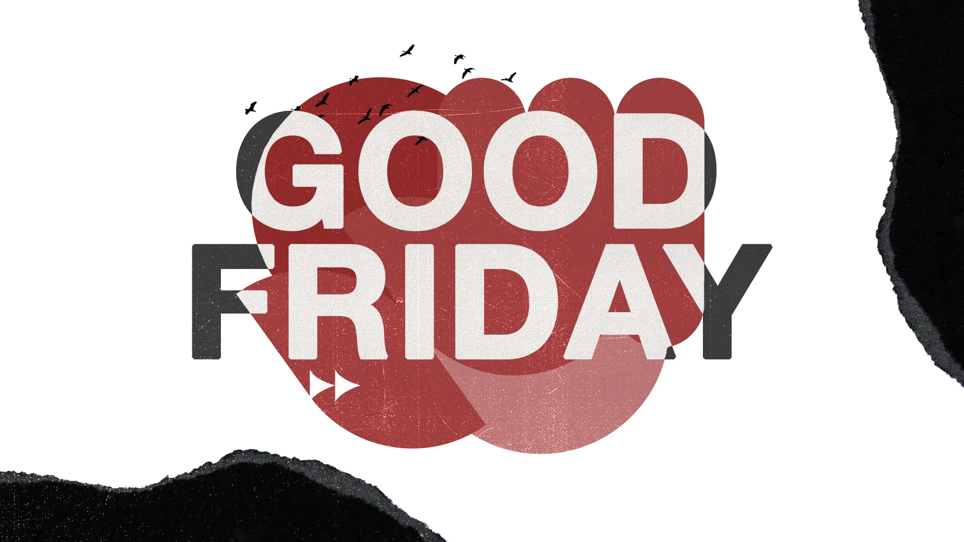 Evoke the solemnity of Good Friday with this evocative graphic, featuring a stark contrast and symbolic imagery, perfect for your church's observance of this holy day.