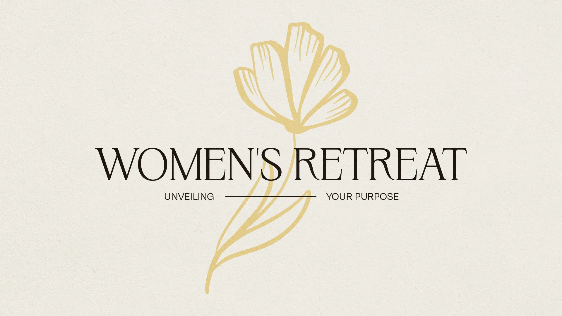 Experience a time of renewal at the "Women's Retreat," a serene event dedicated to unveiling your purpose. This graphic, with its elegant floral motif, sets the tone for reflection and discovery in your church media.