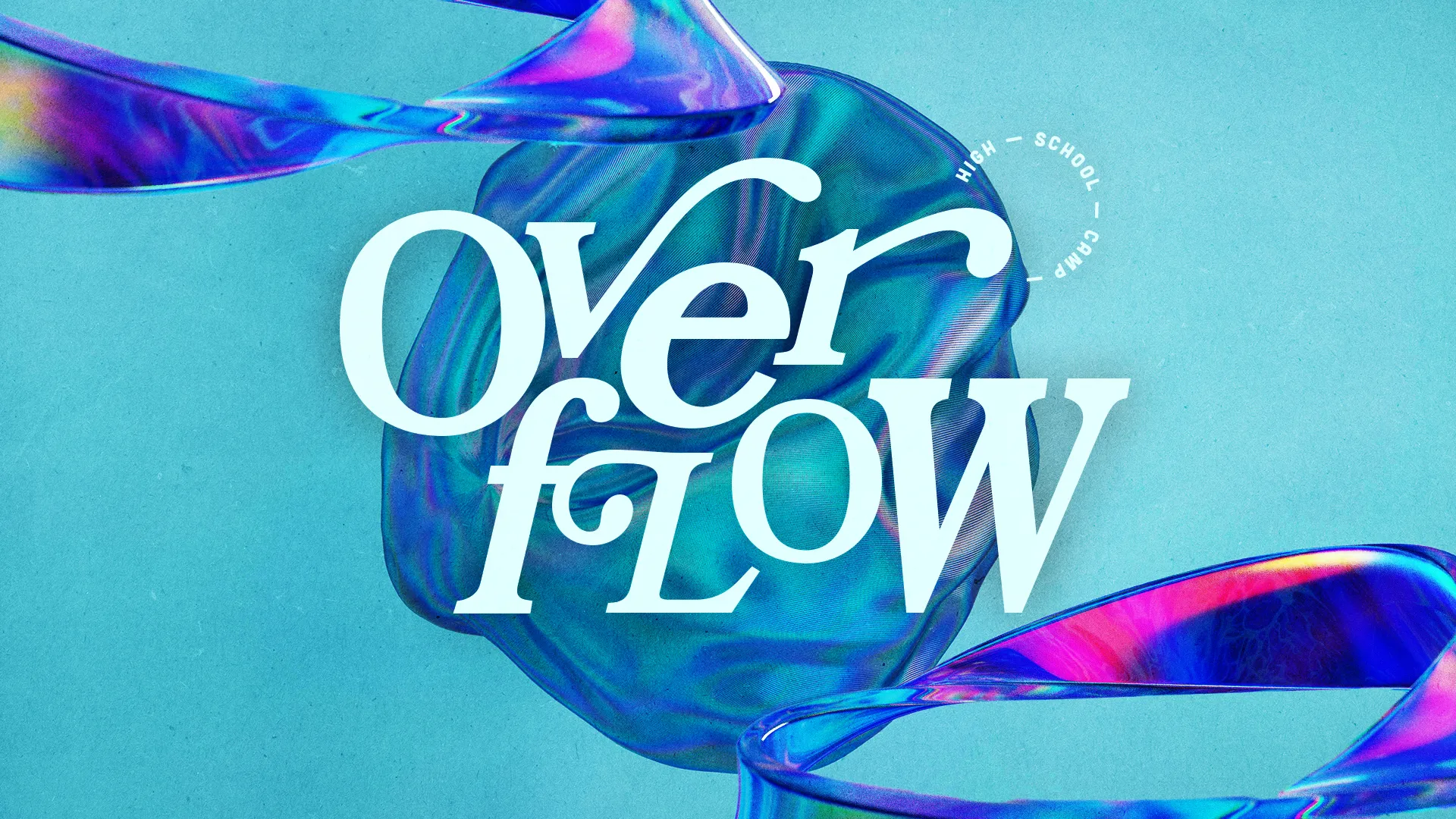 Dive into the "Overflow" event with this fluid and dynamic graphic, ideal for youth gatherings and services that focus on abundance and spiritual fullness in your church media.