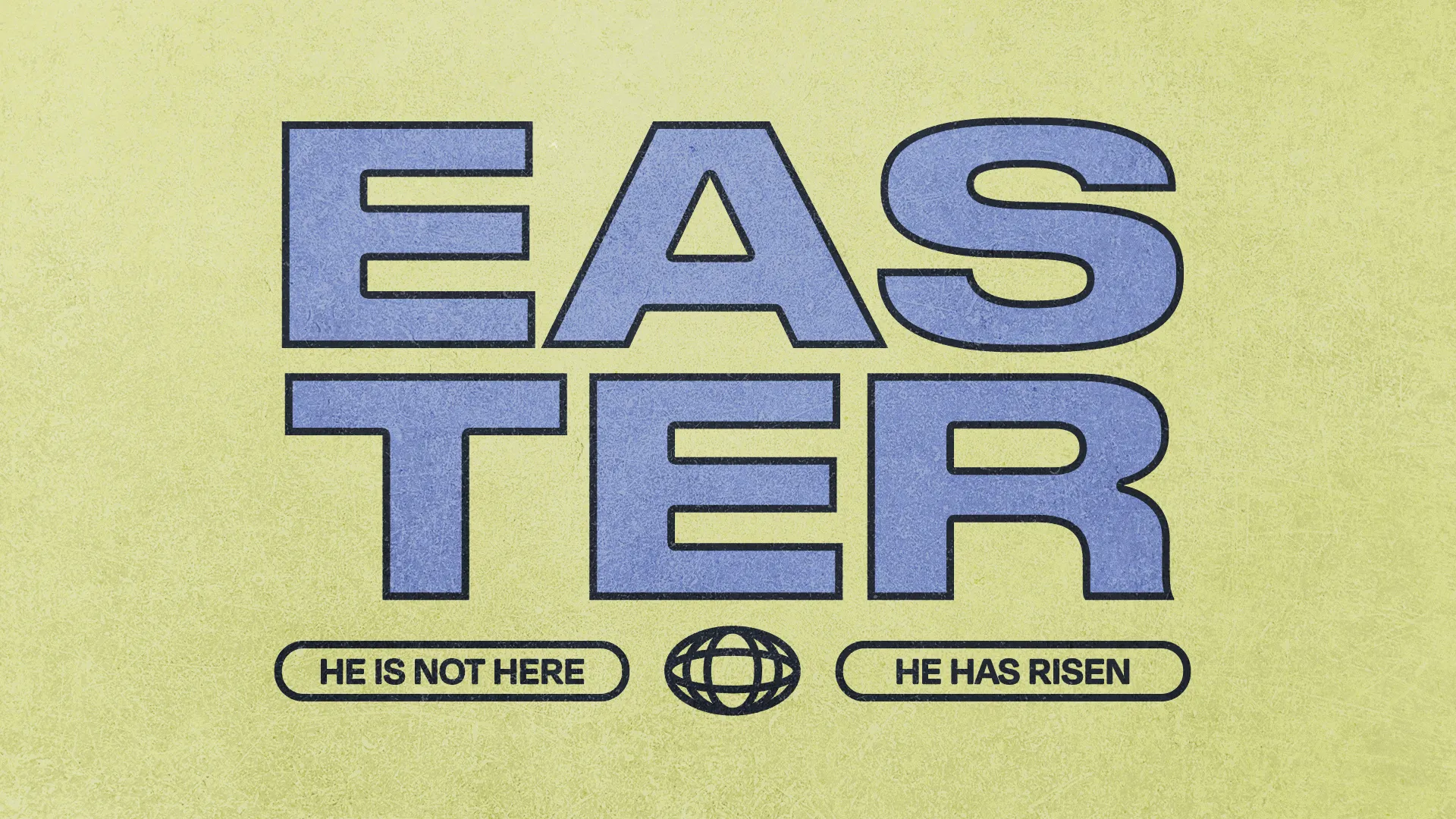 This Easter church media graphic features a bold, type-driven approach with a clear and powerful message. The design is both professional and minimalistic, using a strong, contrasting color palette to communicate the resurrection theme effectively.