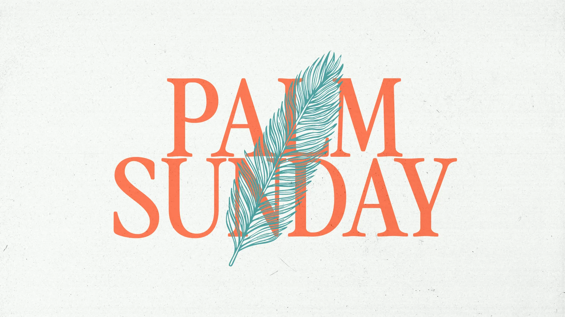 This Palm Sunday church graphic embodies a minimalist and type-driven design, featuring a subtle palm leaf illustration that complements the serene and contemplative mood of the occasion, perfect for ushering in the Holy Week.