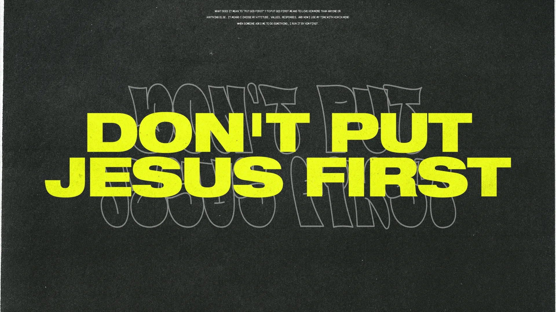 This Sermon Series template titled "Don't Put Jesus First" uses a provocative statement with bold typography to challenge common notions and encourage deeper reflection on prioritizing faith in daily life.