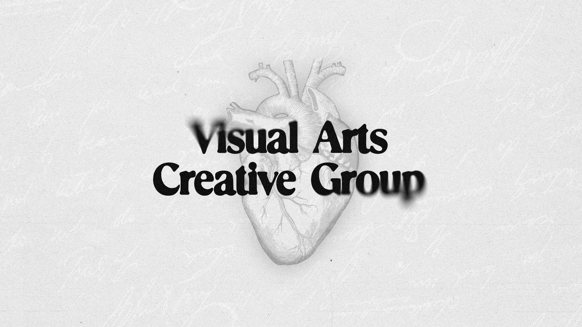 This announcement template for a church's visual arts group captures a minimalist and somewhat grunge design aesthetic. The use of a detailed anatomical heart illustration as a focal point, combined with a textured background and shadowed, bold typography, suggests a blend of the raw and the refined.
