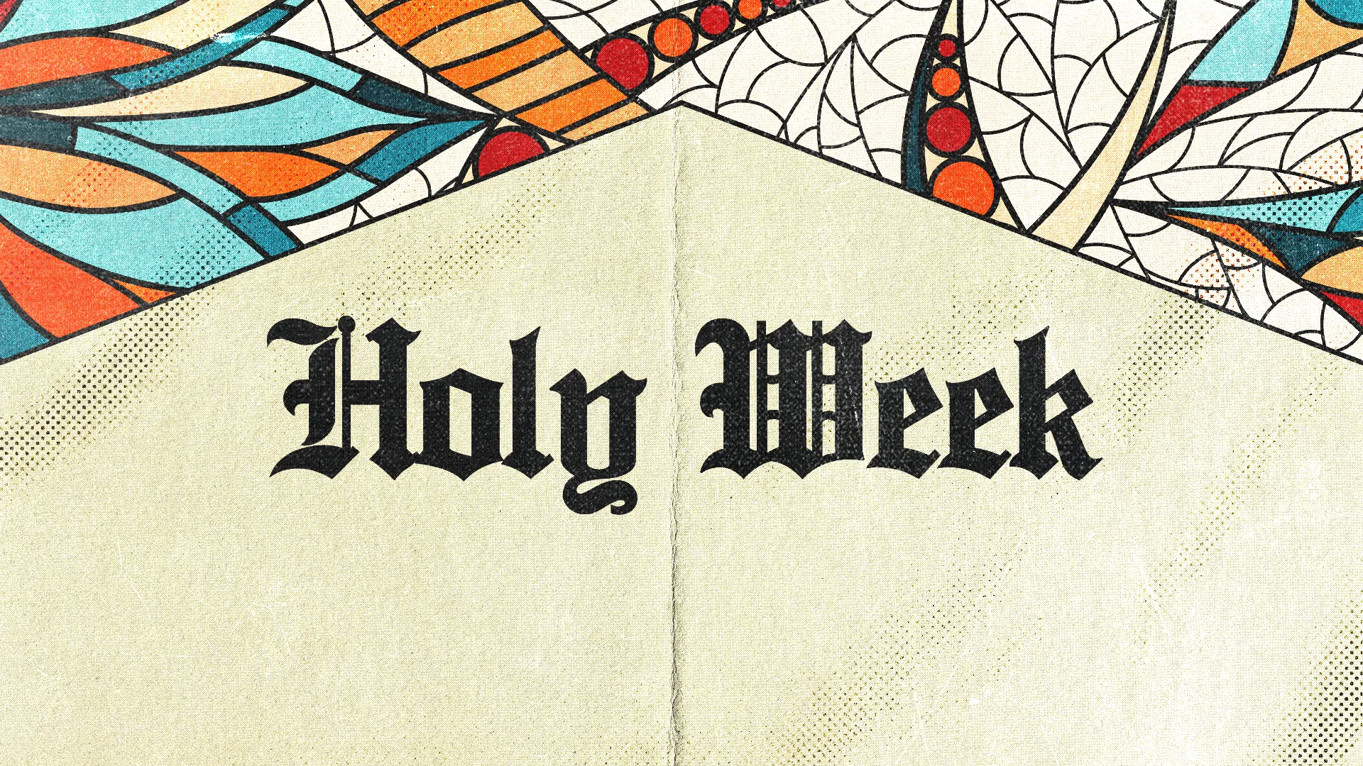 Celebrate Holy Week with our church media template, showcasing a Type-Driven design with gothic lettering set against a stained-glass motif, perfect for reflecting the solemnity and tradition of the occasion.
