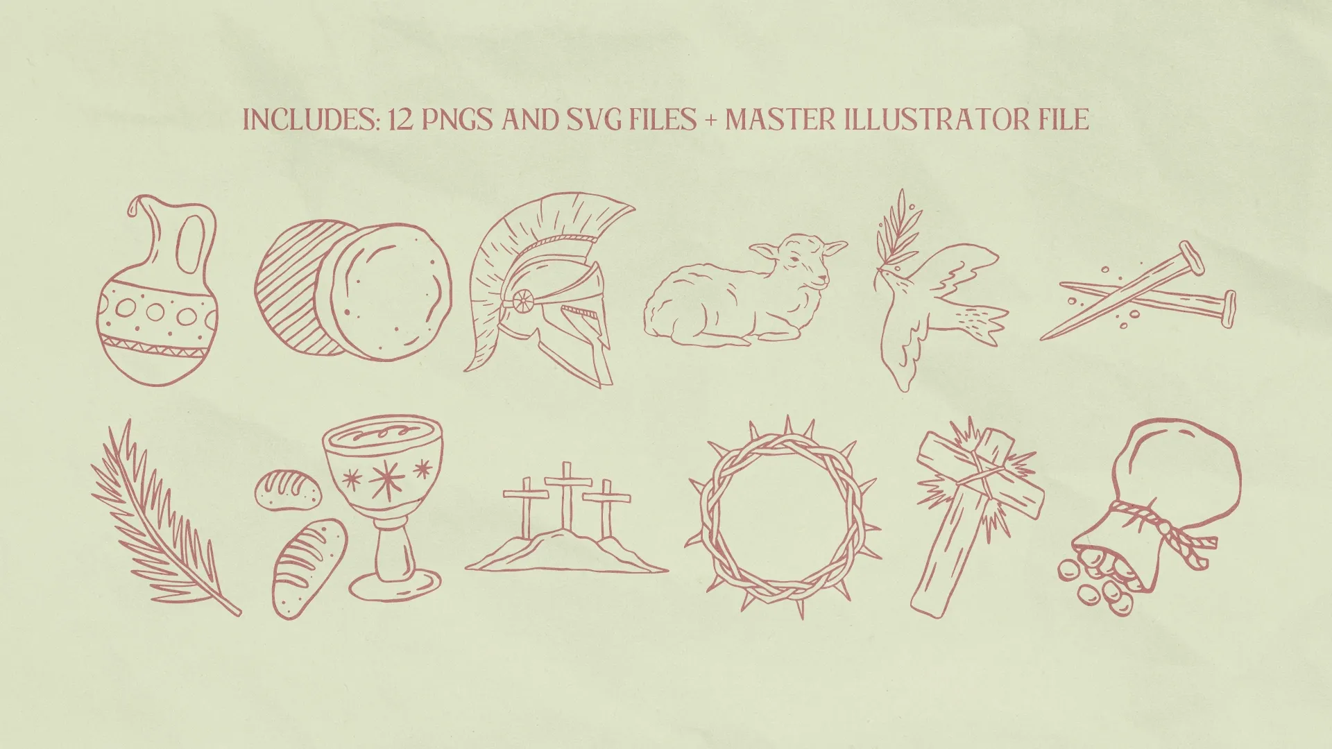 Infuse your church media with the warmth of tradition using our 'Easter Traditions' set, showcasing a collection of 12 hand-drawn illustrations that beautifully capture the essence of the holiday's customs and symbols.