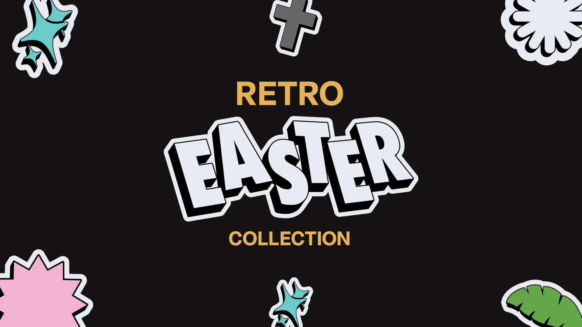 Jumpstart your church's Easter celebration with this vibrant 'Retro Easter Collection' graphic, perfect for engaging your community with a nostalgic touch in your church media.