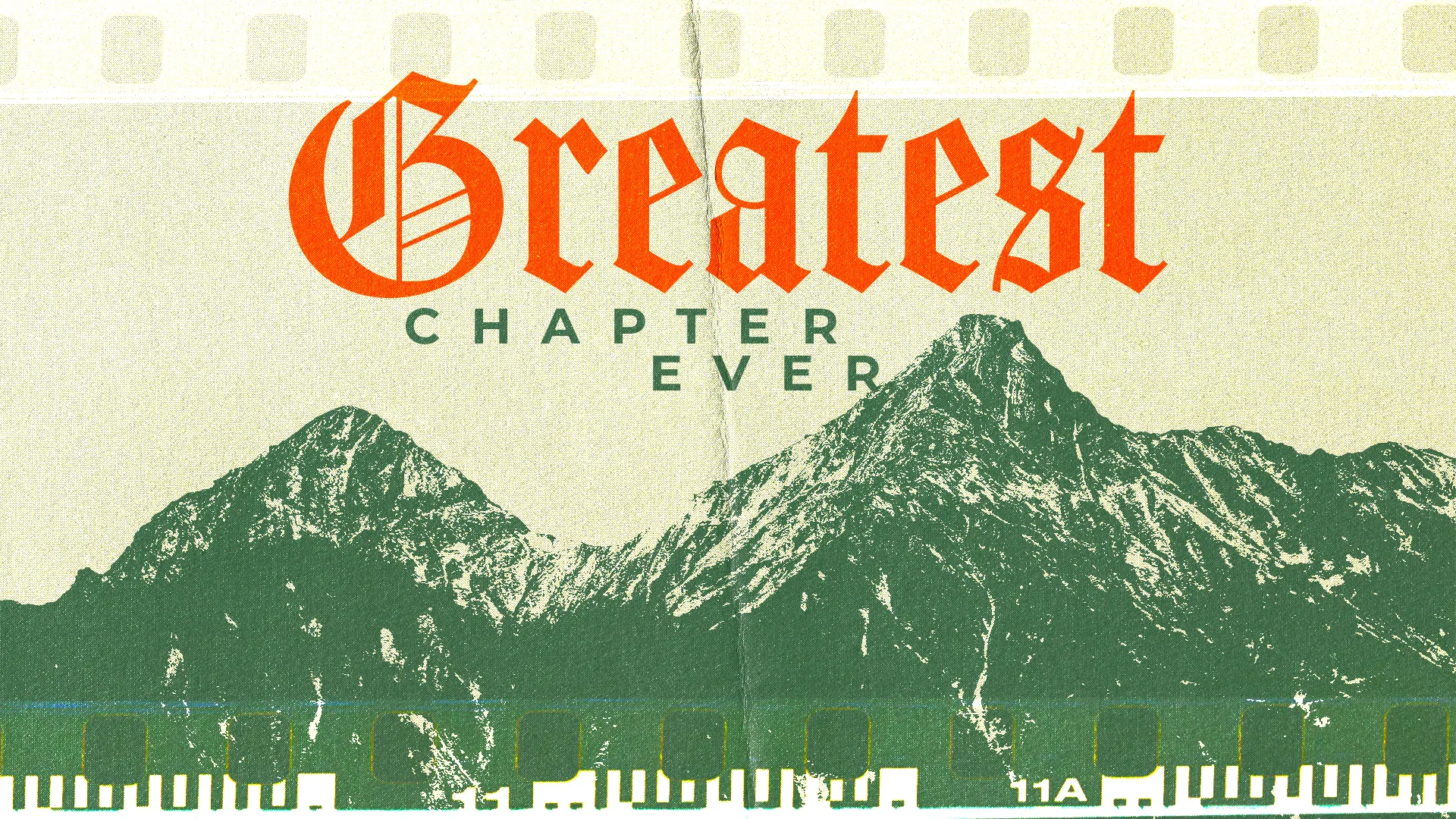 Bring your congregation's focus to the epic narratives of faith with "Greatest Chapter Ever," a church media graphic that stands out with its vintage filmstrip design and bold typography. Perfect for a series on the most powerful Biblical passages.