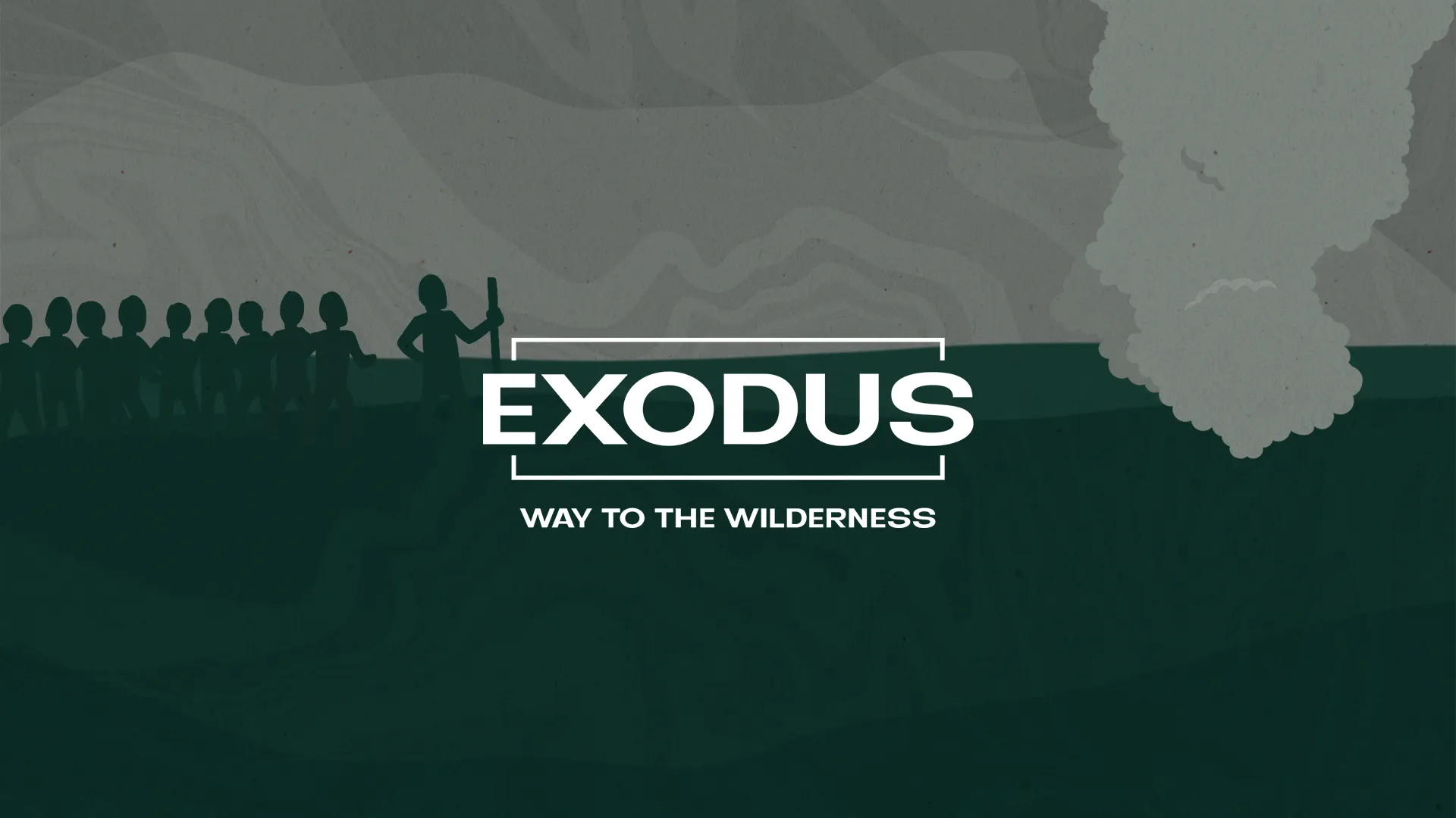 This graphic, with its silhouette of the Israelites and Moses against the wilderness backdrop, is an evocative representation for sermons on the Book of Exodus, symbolizing the journey of faith and reliance on God's guidance.