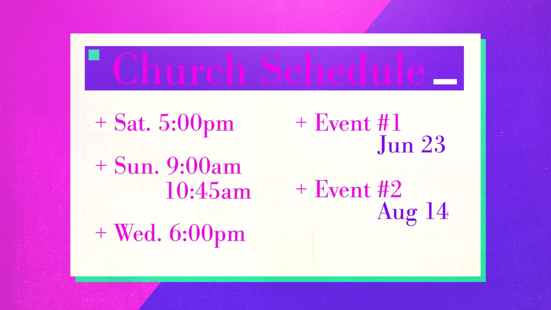 Church Schedule