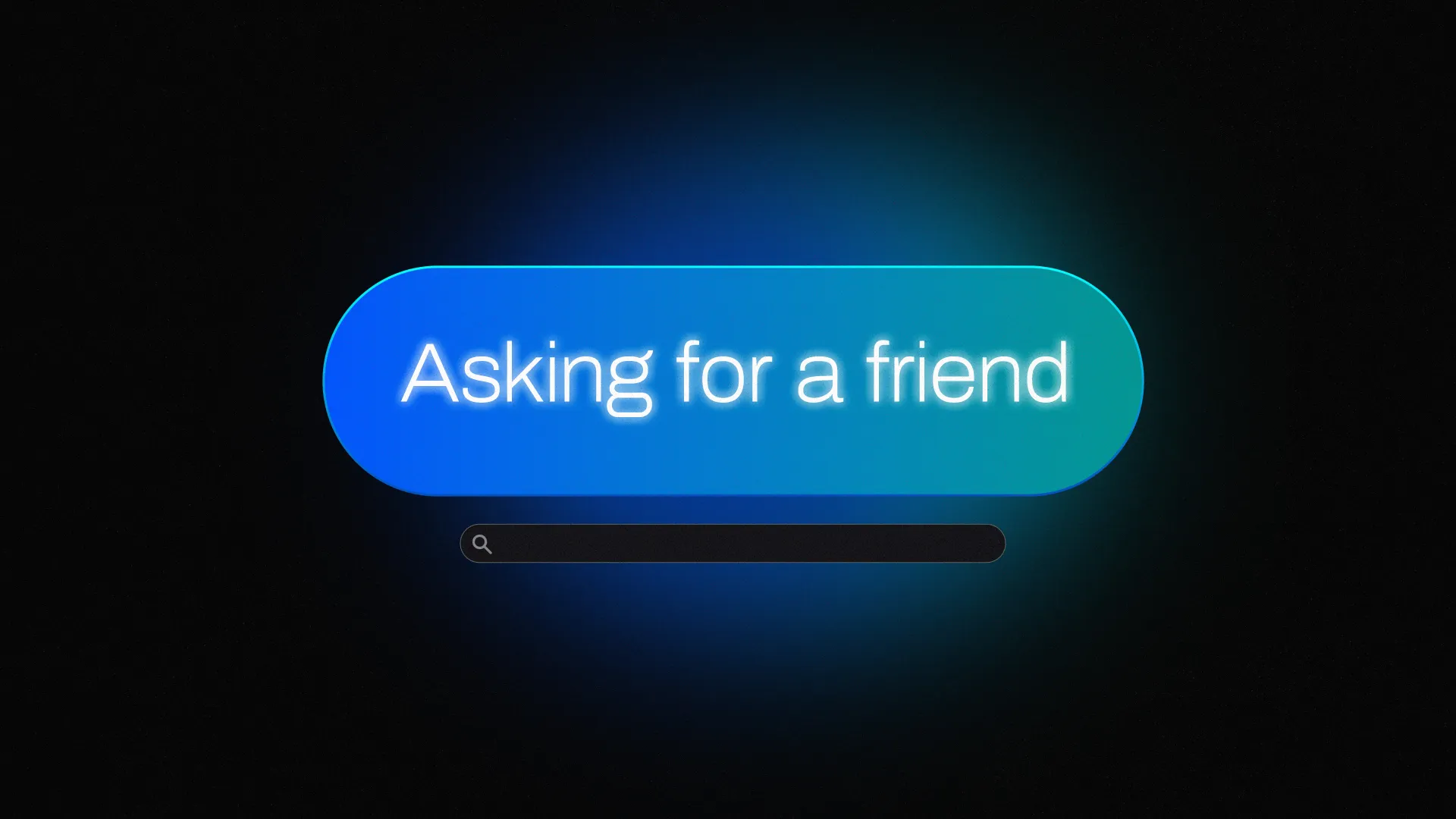"Bright blue button with 'Asking for a friend' text, symbolizing community and support in faith discussions."