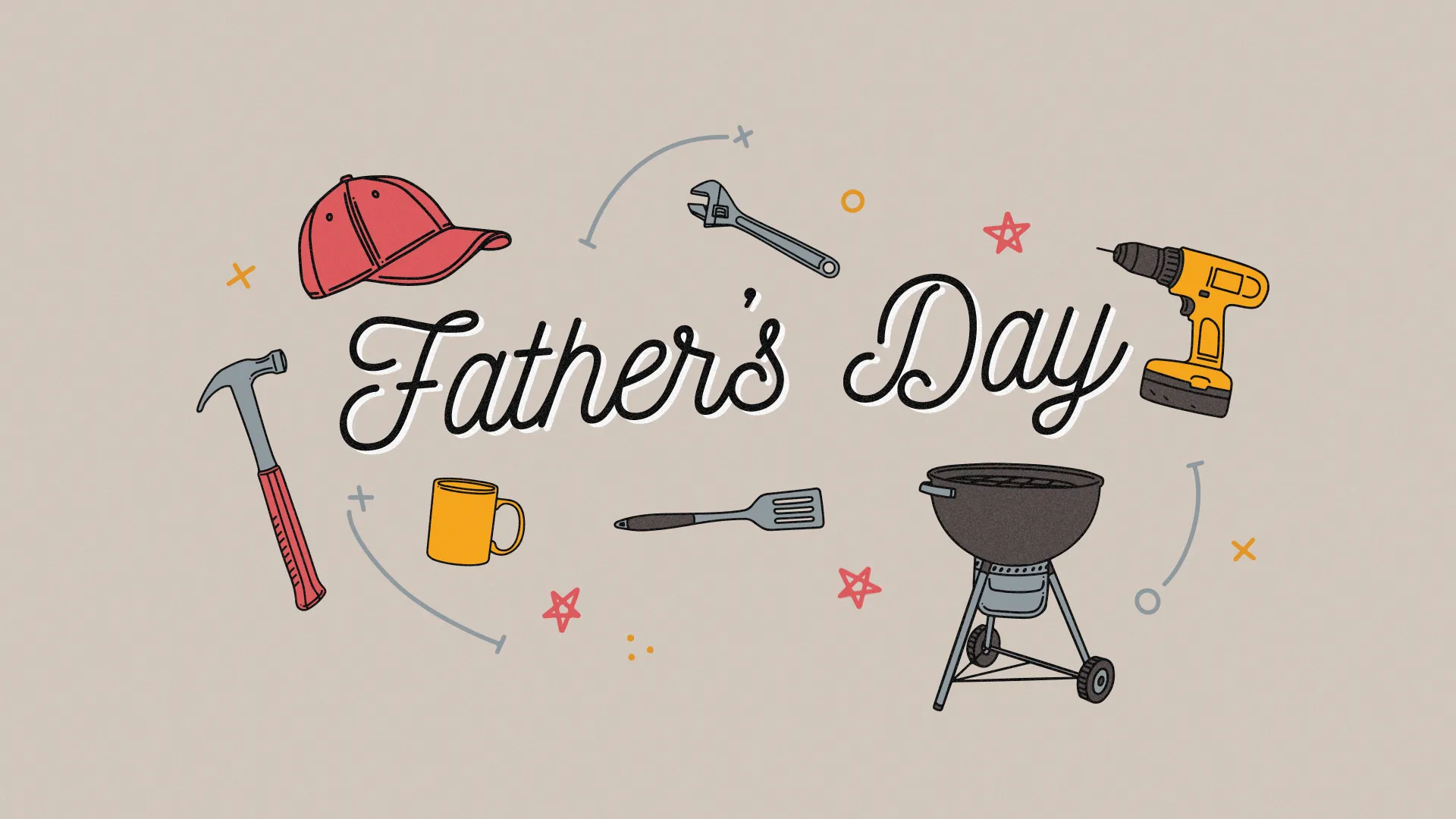 Celebrating Father's Day with tools, a grill, and a coffee mug, symbolizing service, community, and family bonds.