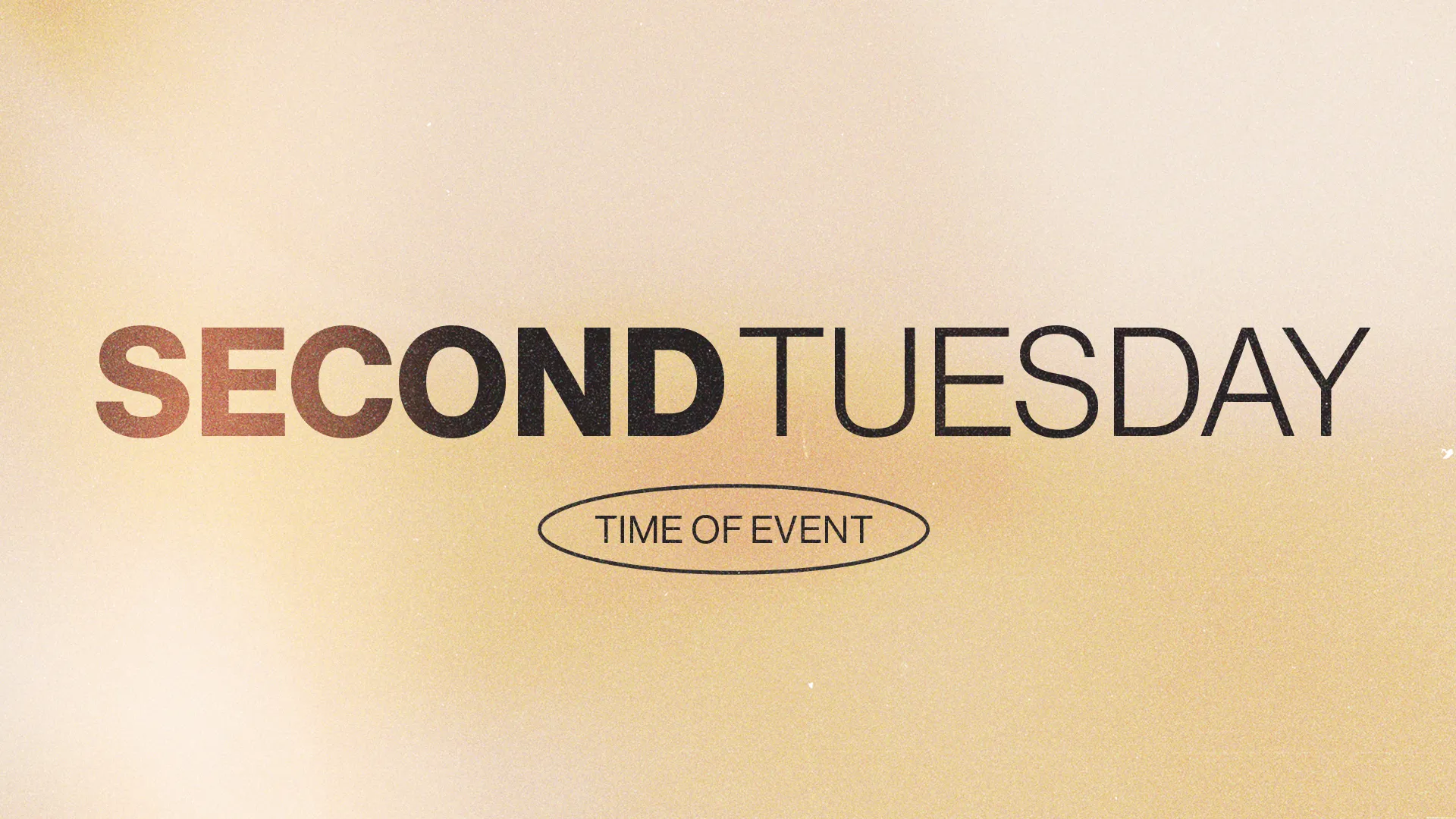 Second Tuesday event announcement with details for community worship and fellowship.