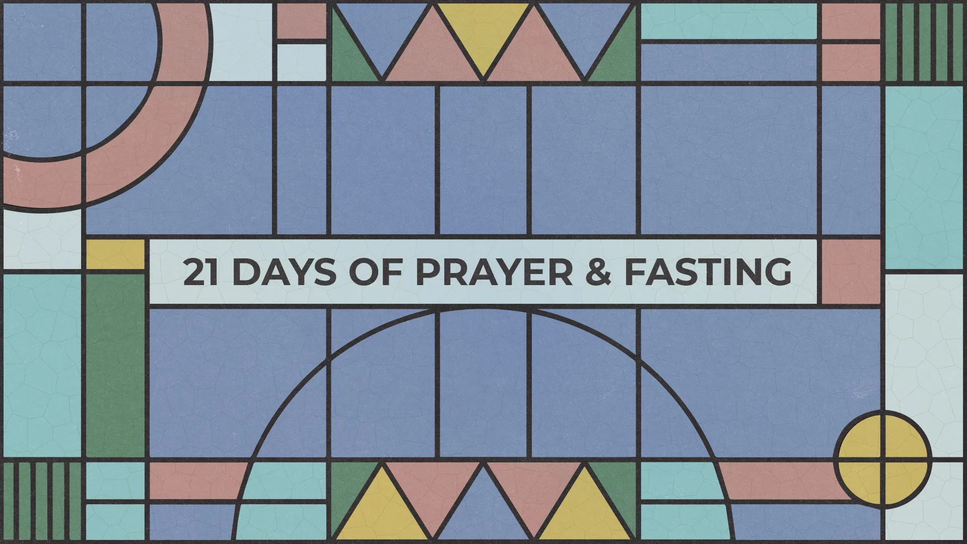 21 Days of Prayer & Fasting in a colorful, stained-glass style, symbolizing spiritual growth and community worship.