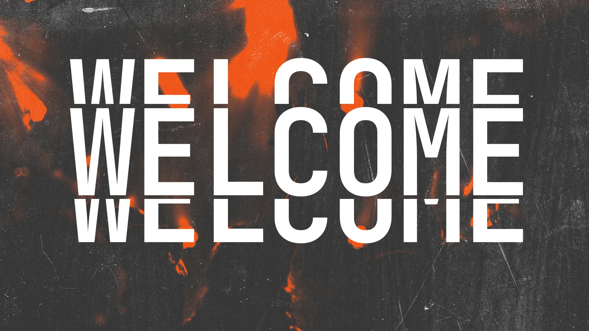 Bold text welcomes all to the church, inviting community and fellowship in faith and worship.