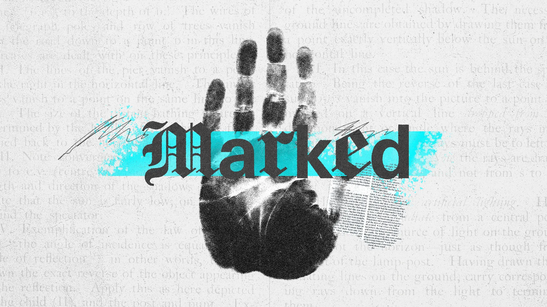 Bold handprint with "Marked" text symbolizes faith, identity in Christ, and community commitment to service.