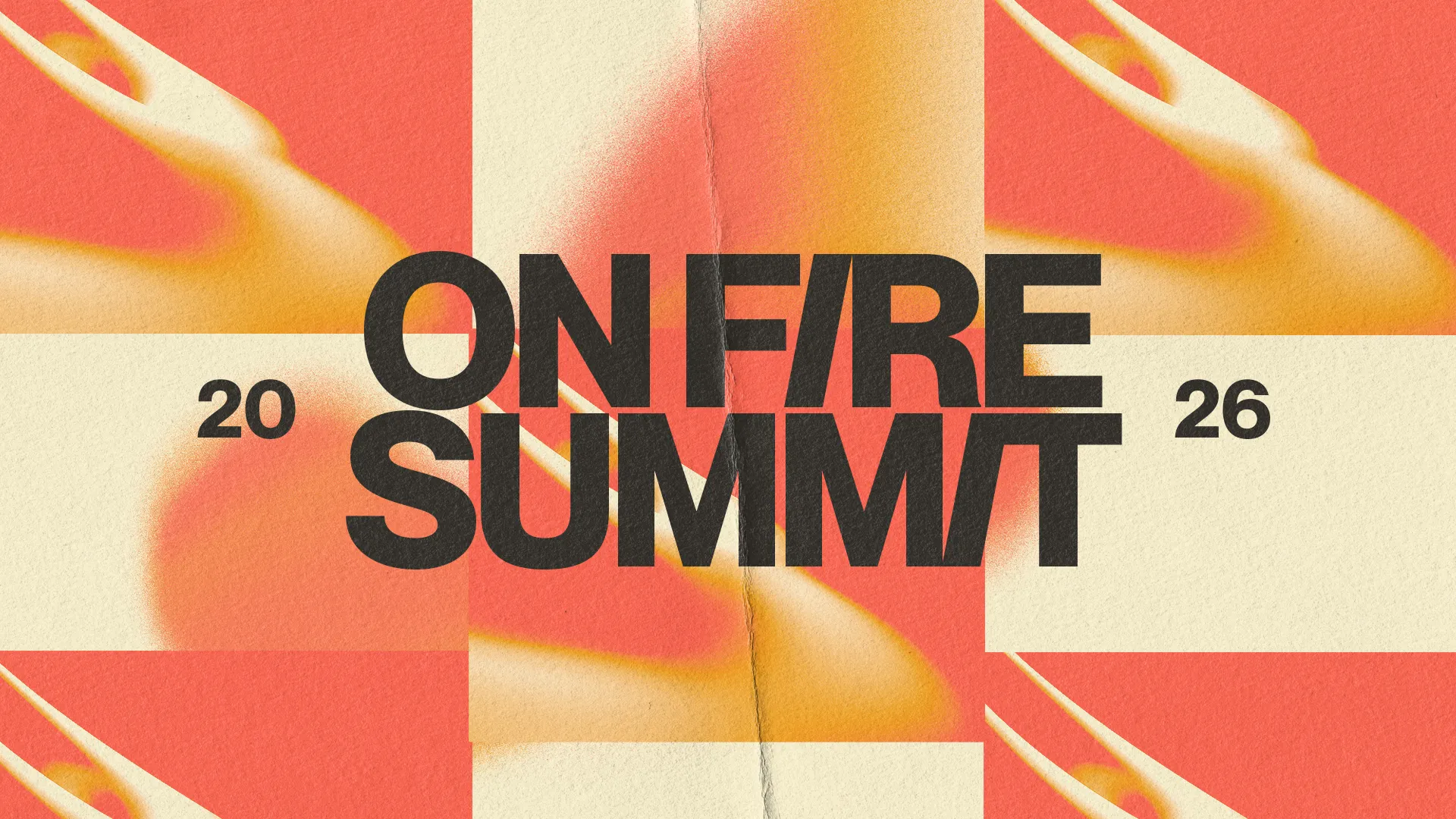 Bold text "ON FIRE SUMMIT 2026" with vibrant flames, symbolizing passion and community in faith and worship.
