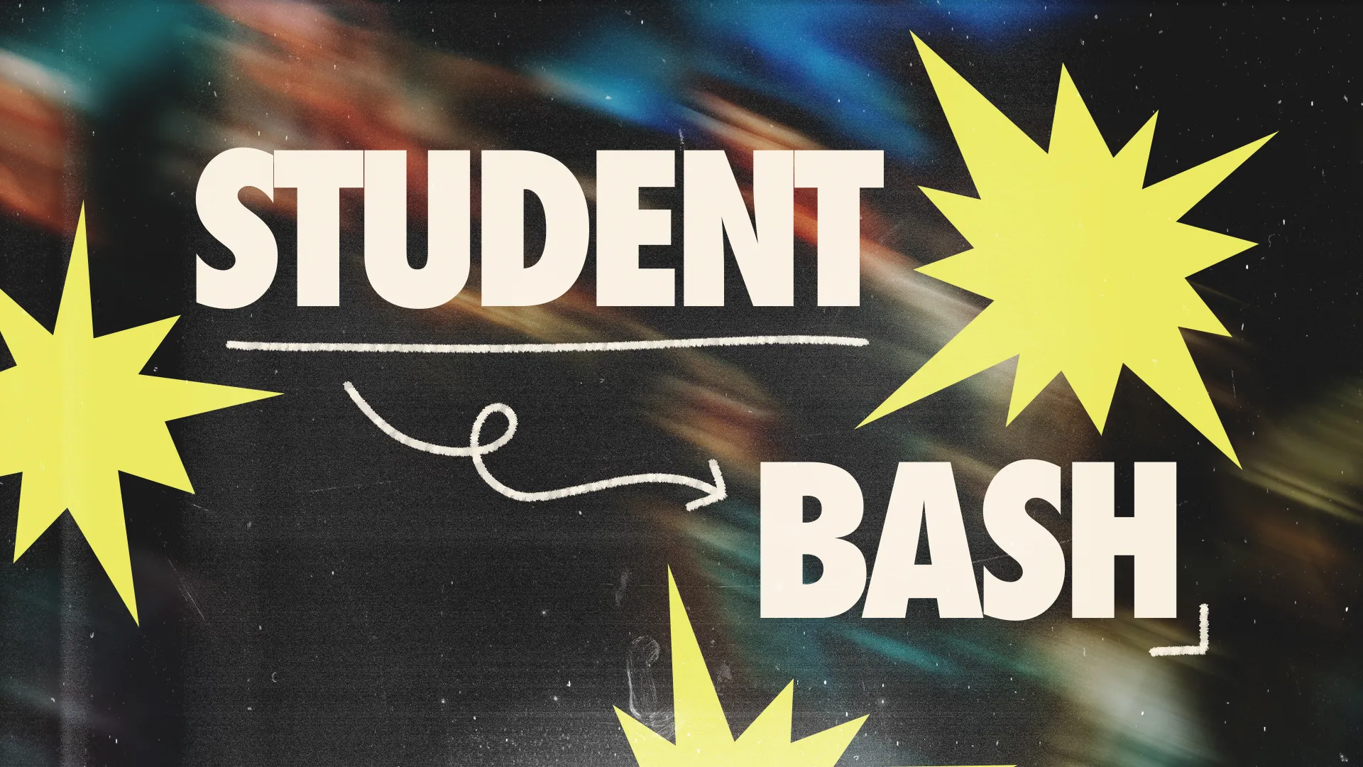 Student Bash event announcement featuring vibrant graphics, inviting community engagement and fellowship among youth.