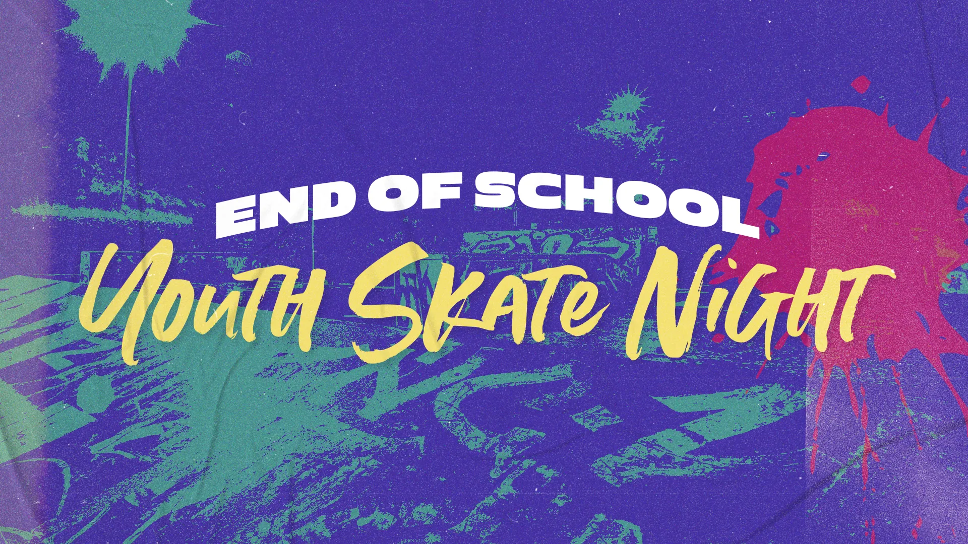 End of school youth skate night celebration, fostering community and fun for teens in a vibrant, energetic atmosphere.