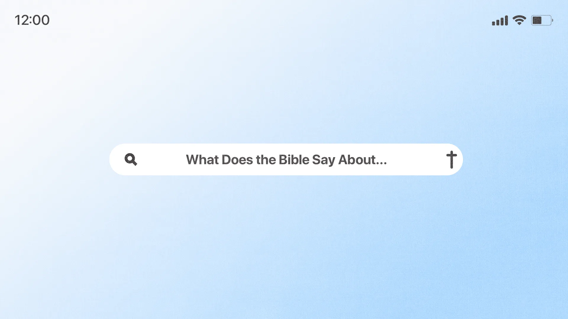 Search bar inviting exploration of biblical teachings and faith-related questions, symbolizing spiritual inquiry.