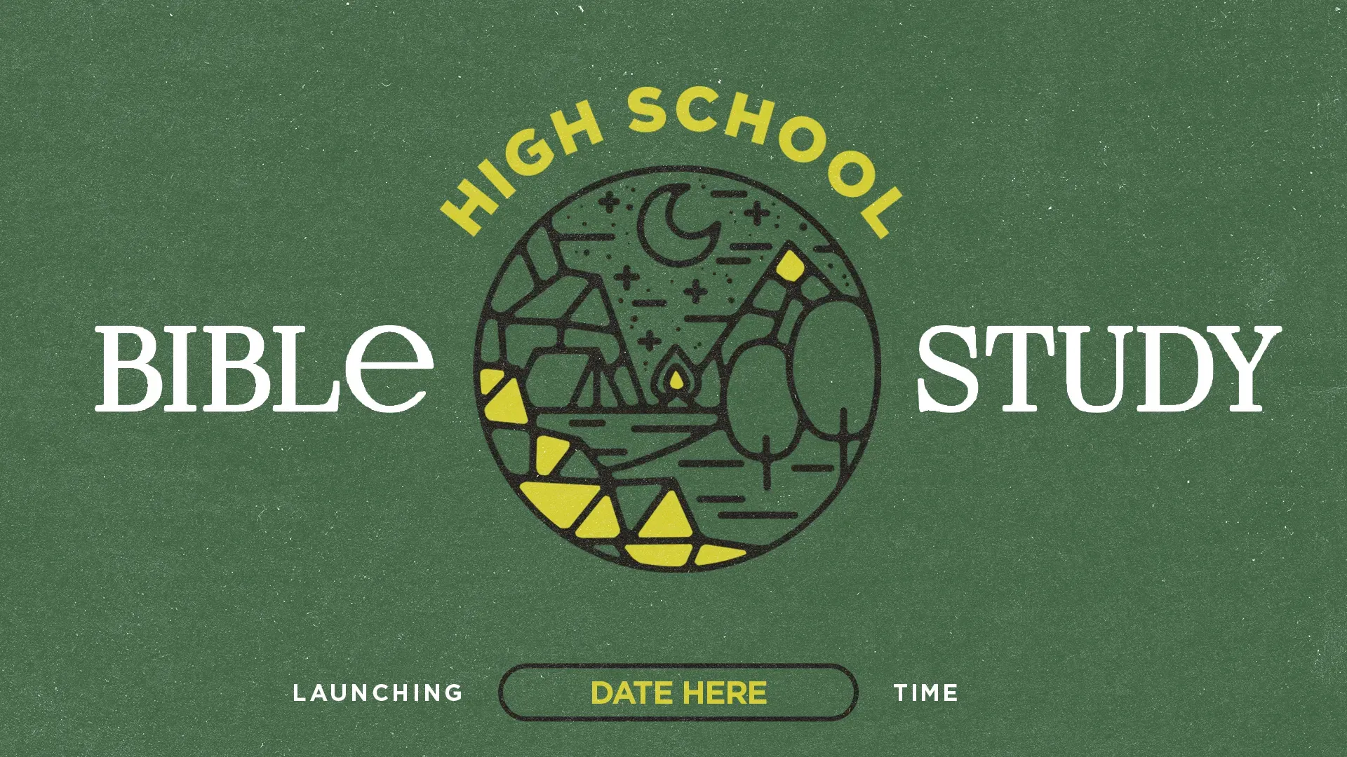 High school Bible study announcement featuring nature imagery, emphasizing community and spiritual growth.