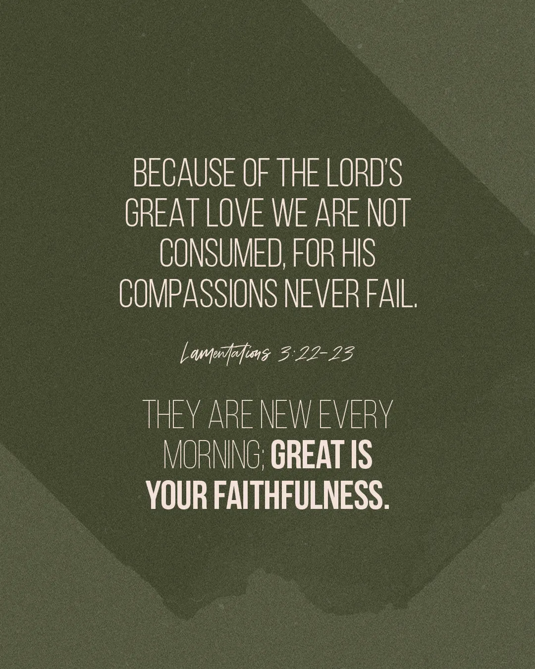 "Scripture from Lamentations highlights God's unwavering love and faithfulness, inspiring hope and renewal each morning."