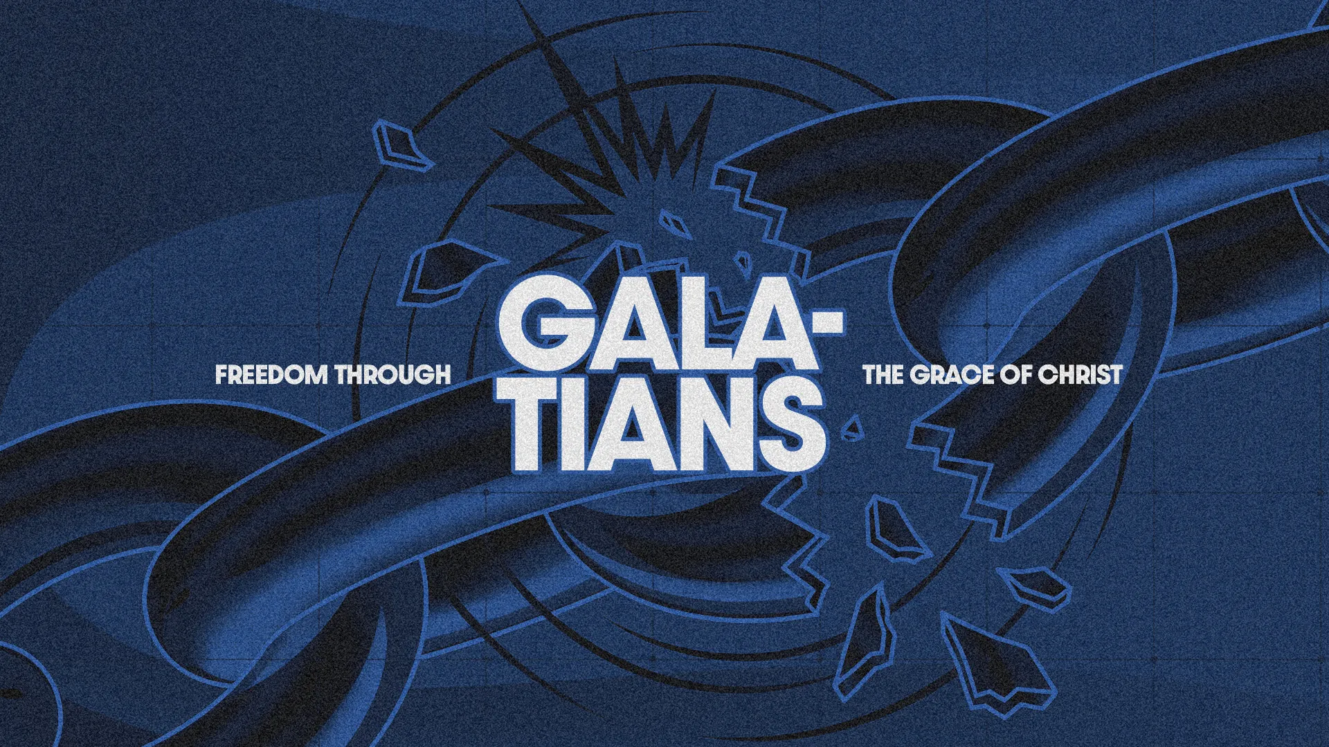 "Galatians: Freedom through the grace of Christ, symbolizing liberation and faith in a vibrant blue design."