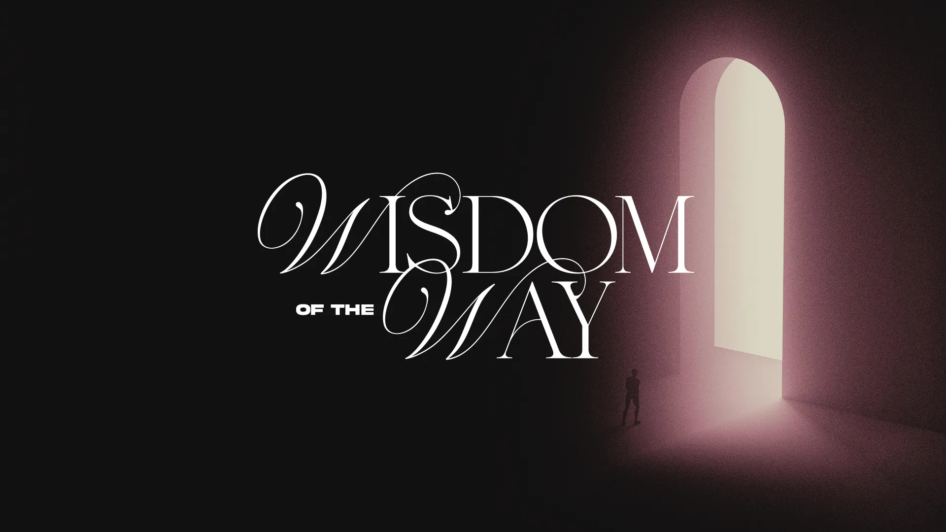 A figure stands before a glowing doorway, symbolizing faith, guidance, and the pursuit of divine wisdom.
